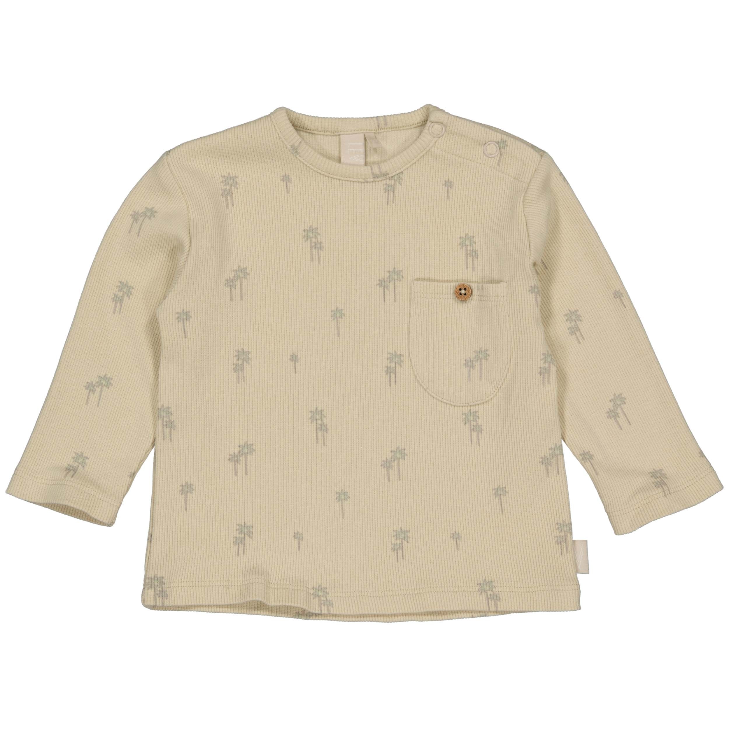 Shirt Beige met groen | AOP Green Sketch