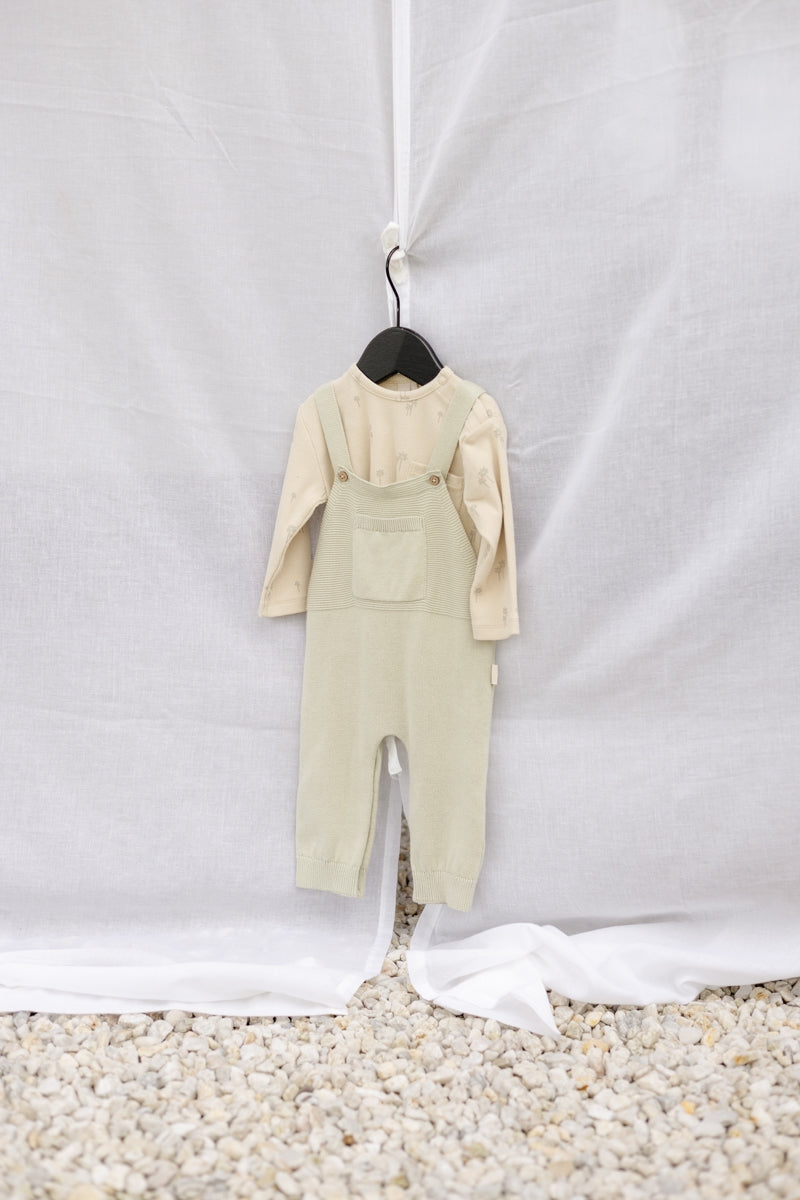 Shirt Beige met groen | AOP Green Sketch