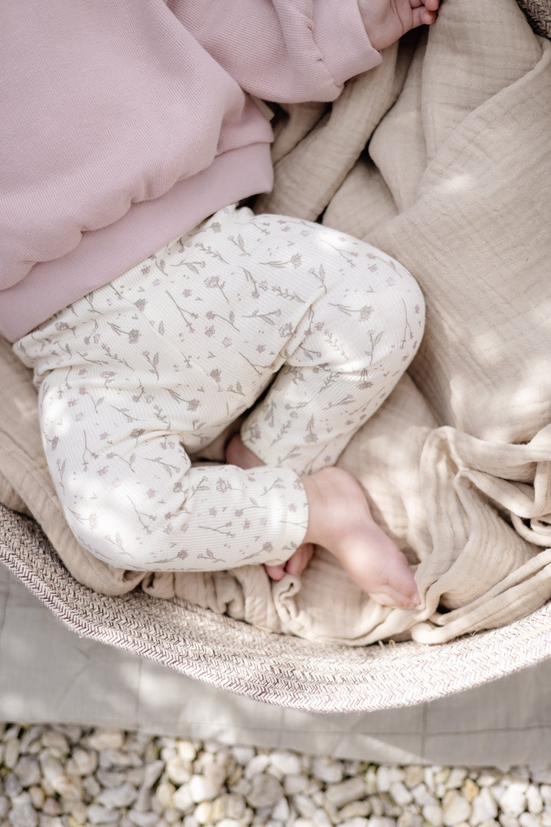 Broek Wit | AOP White Flower