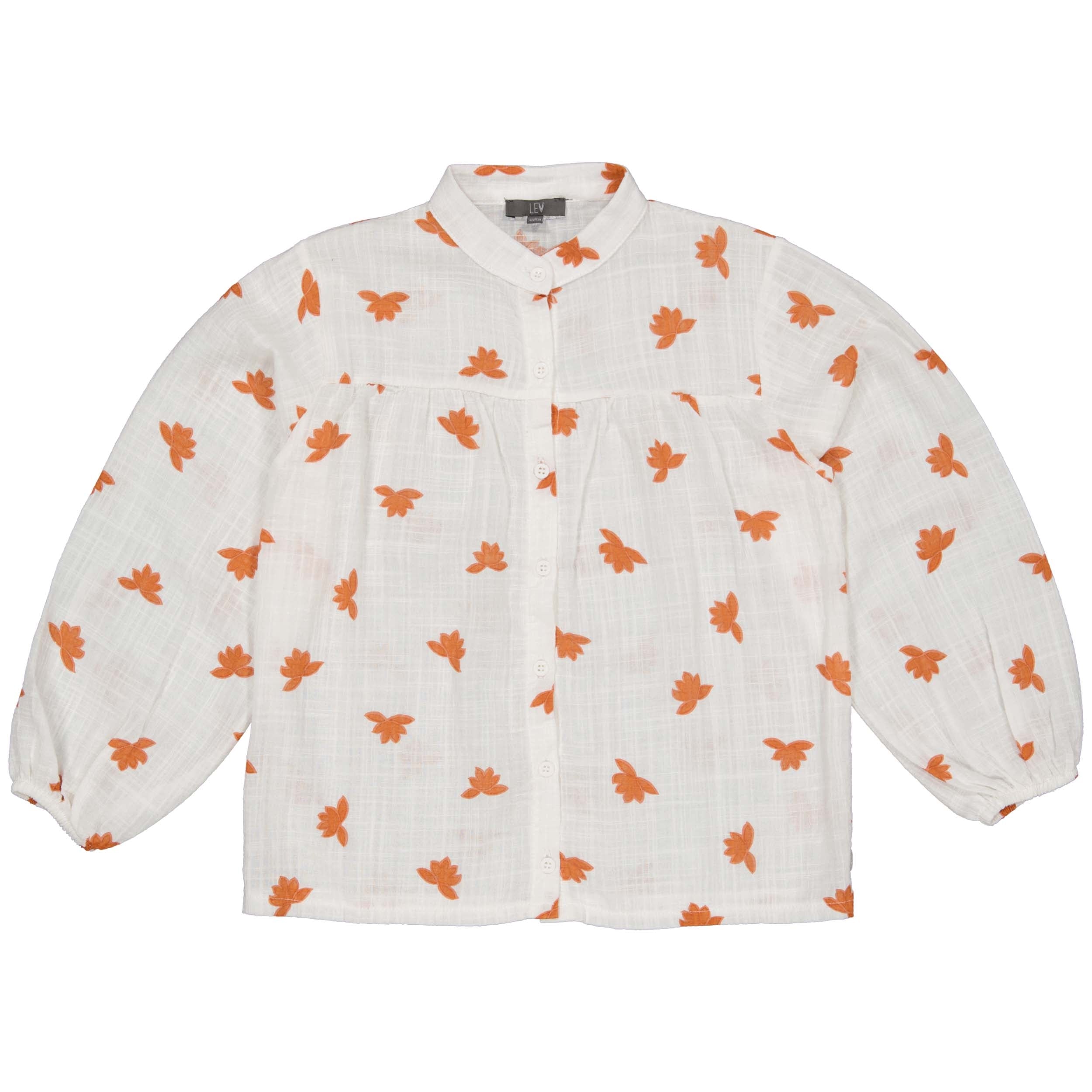 Shirt Wit met bloemen | AOP Orange Flower