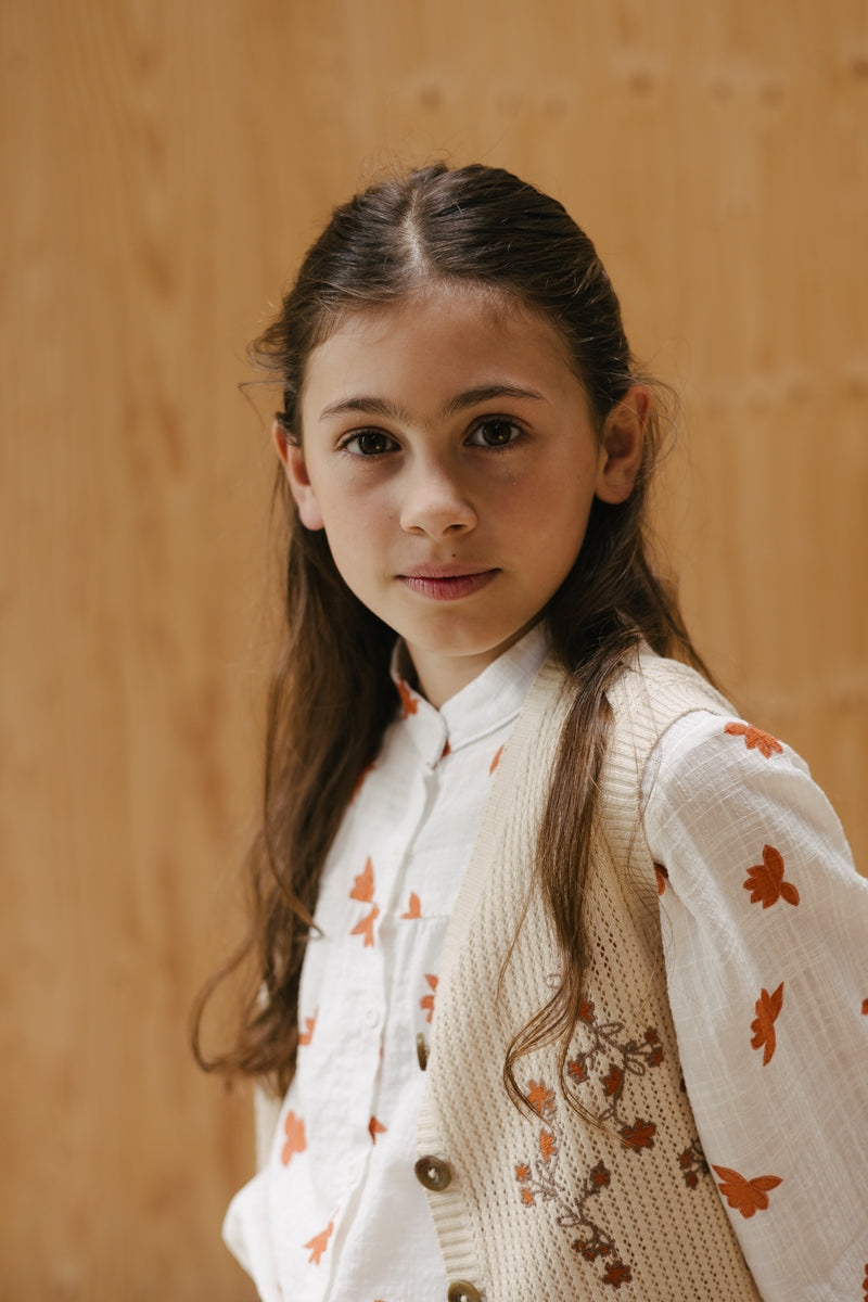 Shirt Wit met bloemen | AOP Orange Flower