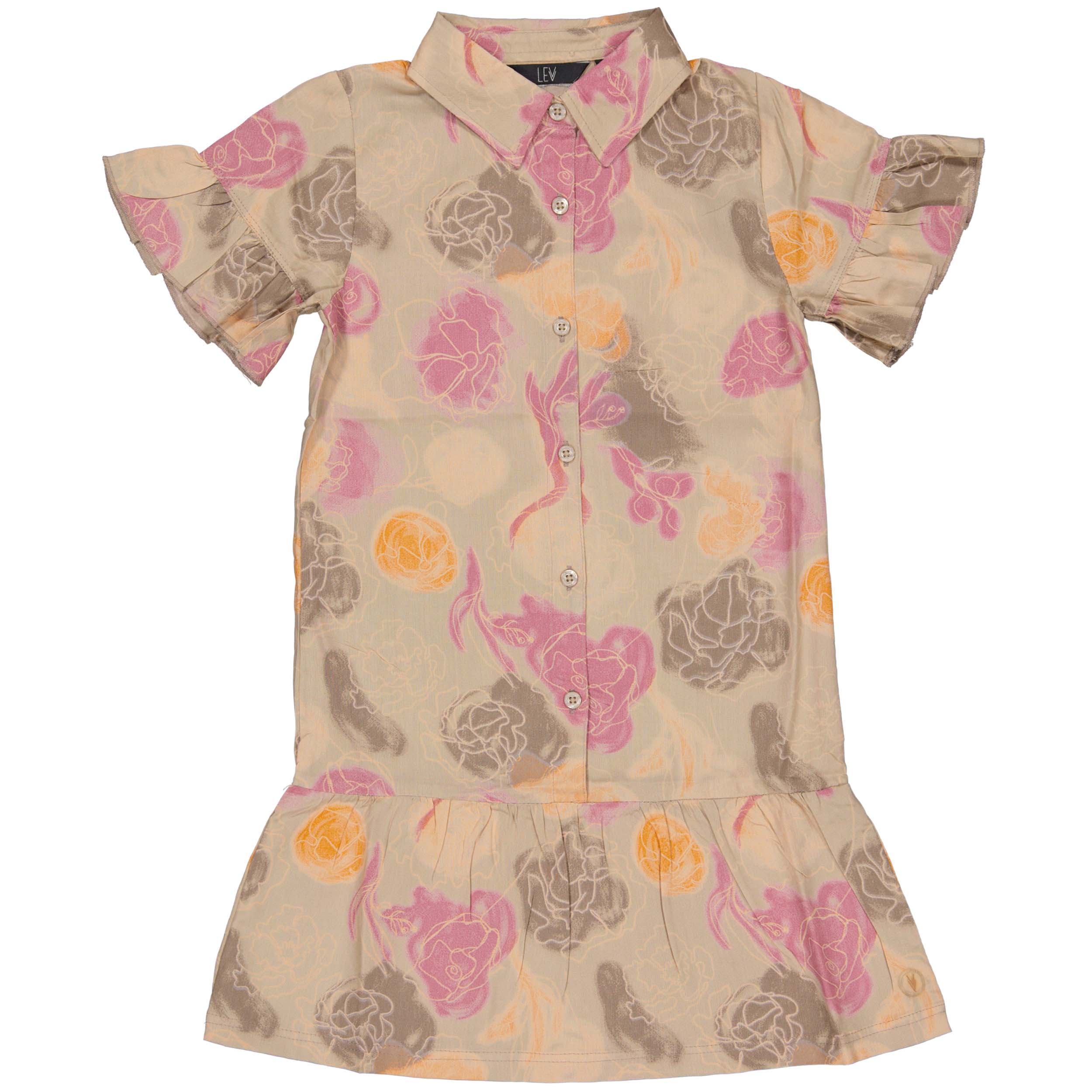 Jurk Créme met bloemen | AOP Sand Flower