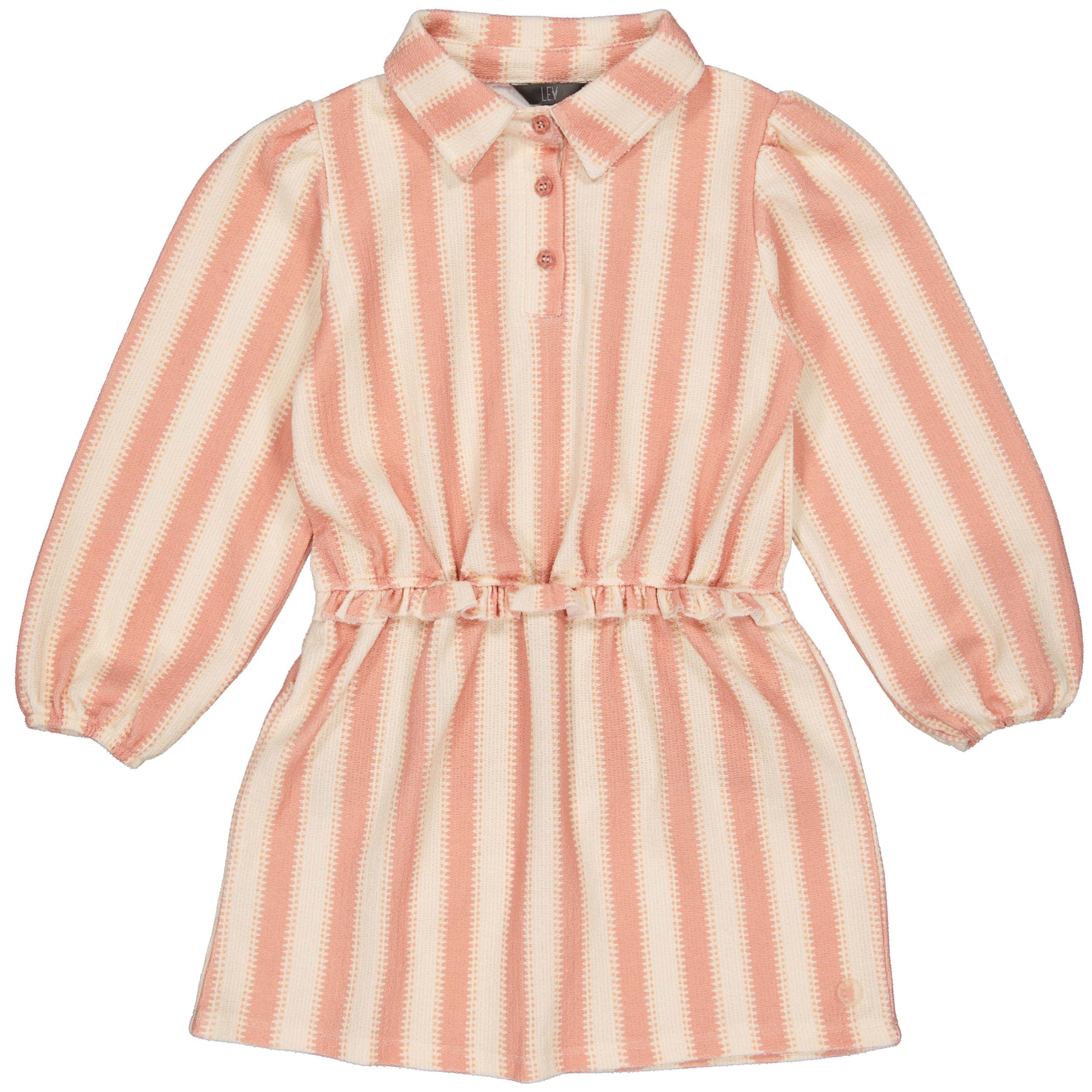 Jurk Roze met wit gestreept | Dark Mauve