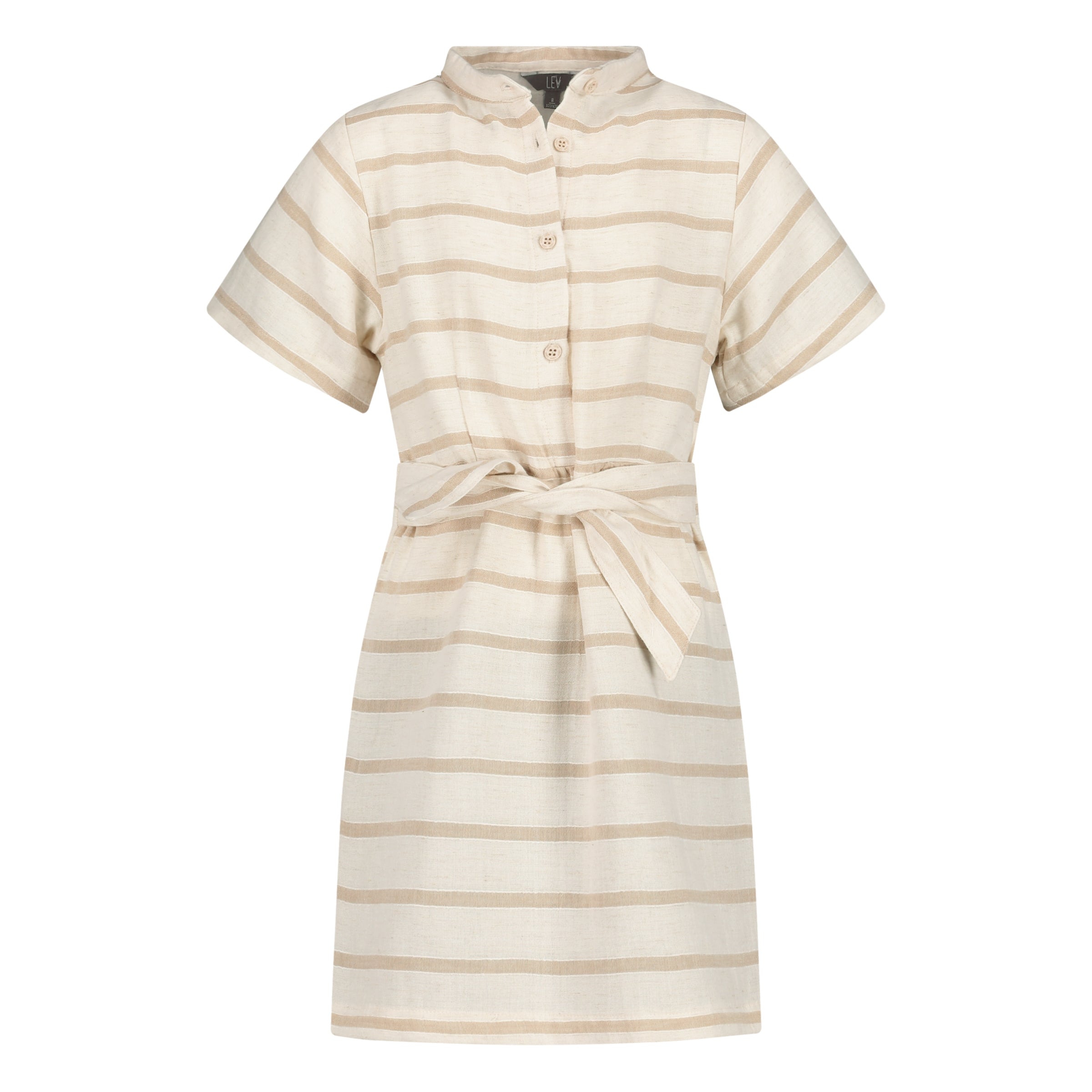 Jurk Beige | AOP Taupe Stripe