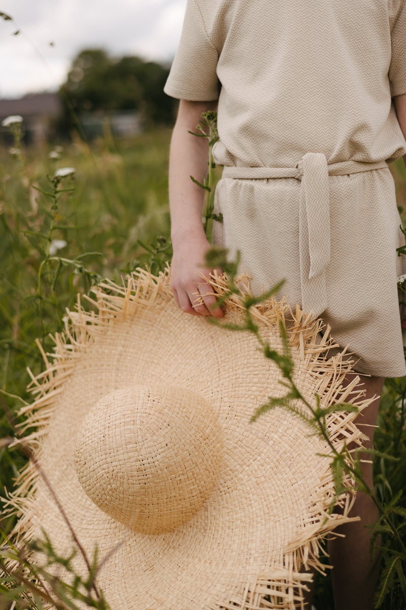 Broek Beige | AOP Taupe Graphic
