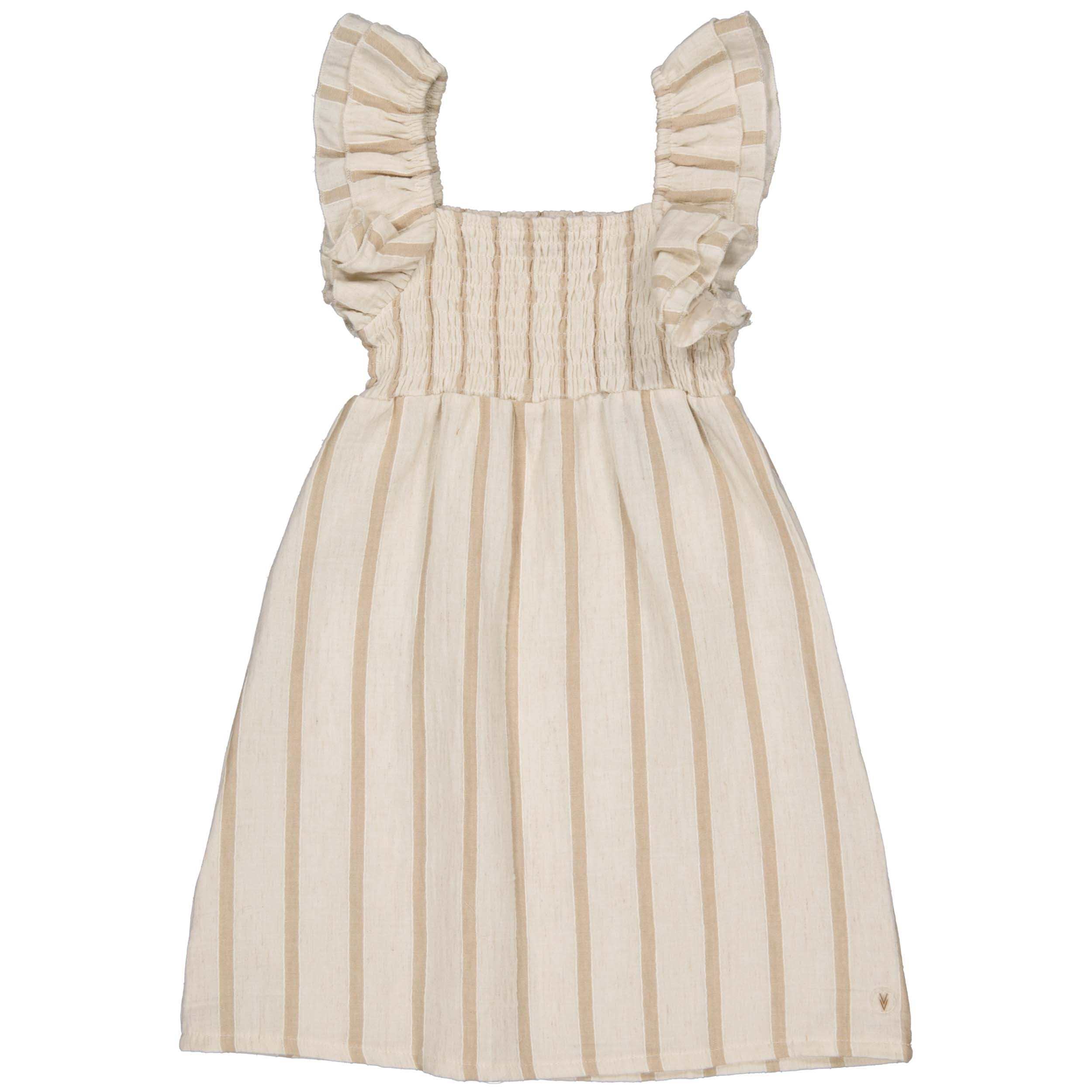 Jurk Beige | AOP Taupe Stripe