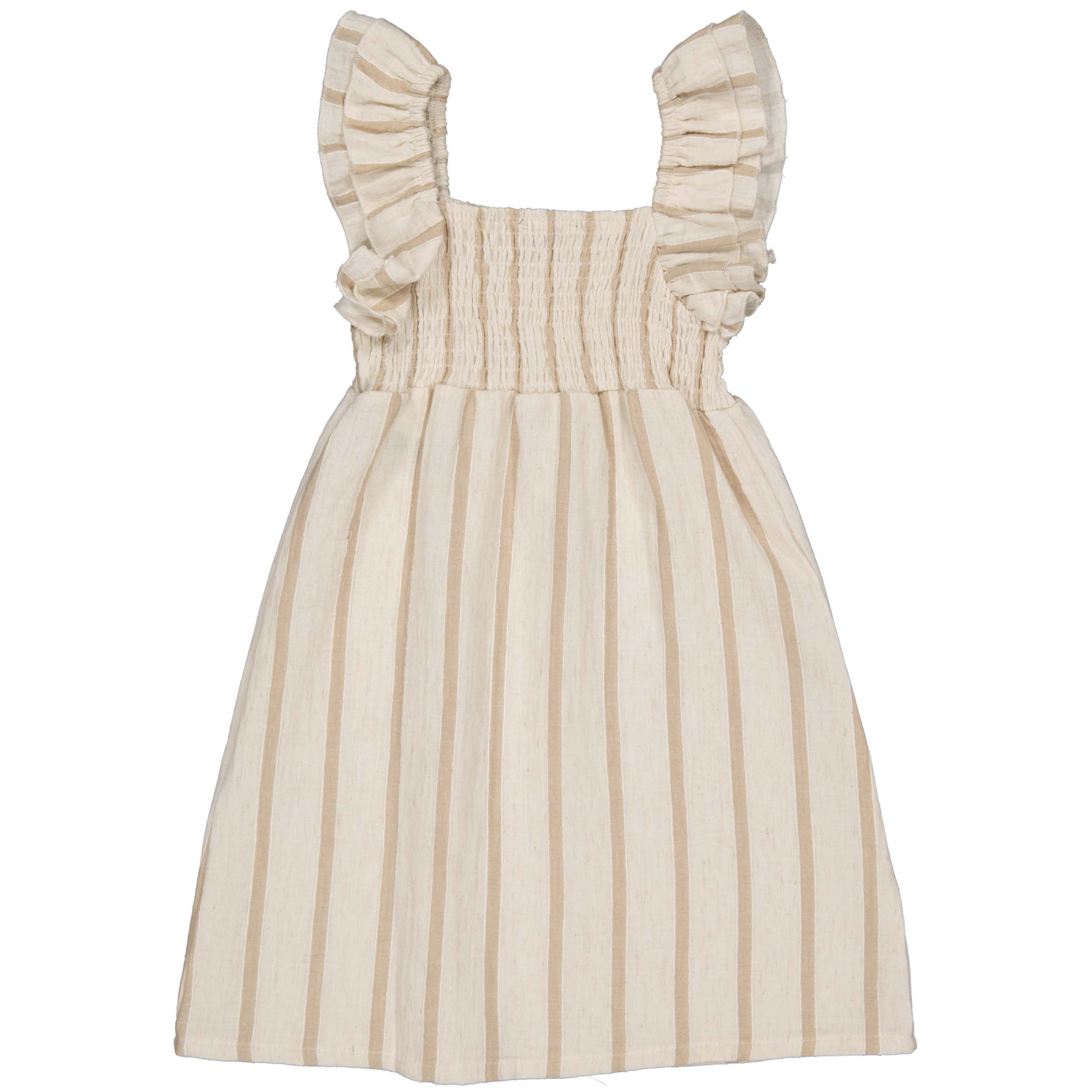 Jurk Beige | AOP Taupe Stripe