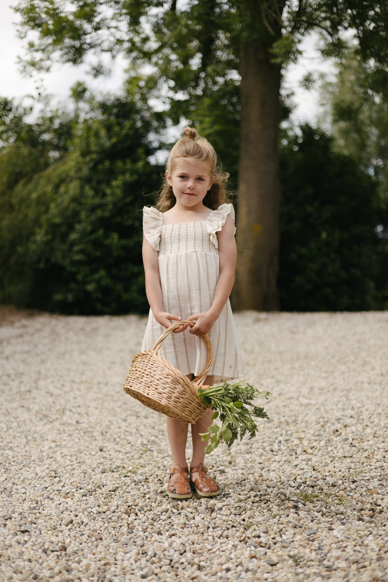 Jurk Beige | AOP Taupe Stripe