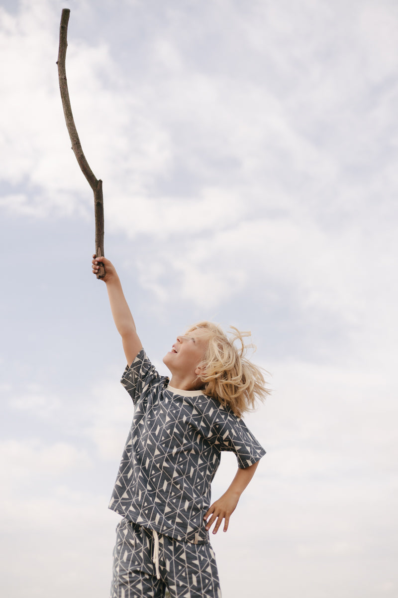 Shirt blauw met grafische print | AOP Blue Graphic