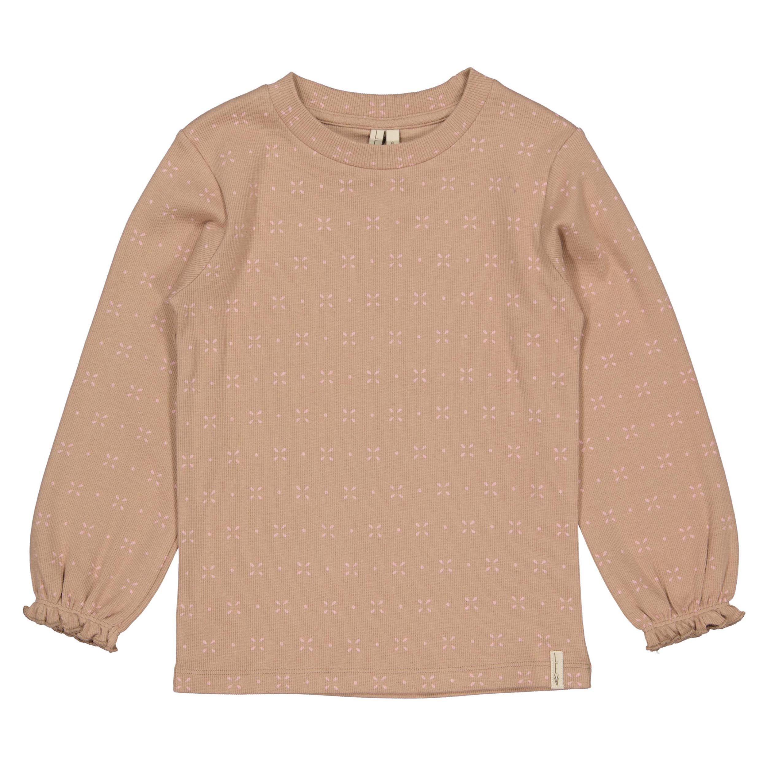 Taupe longsleeve met all-over print | AOP Pink Sketch
