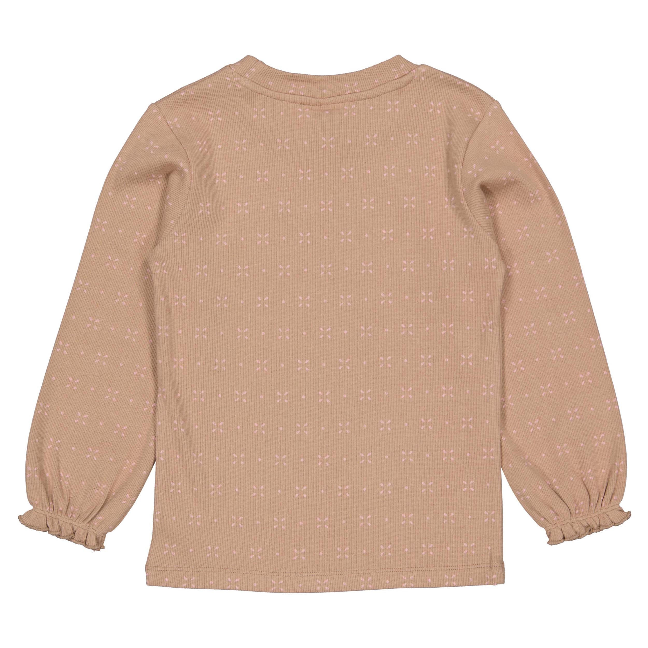 Taupe longsleeve met all-over print | AOP Pink Sketch