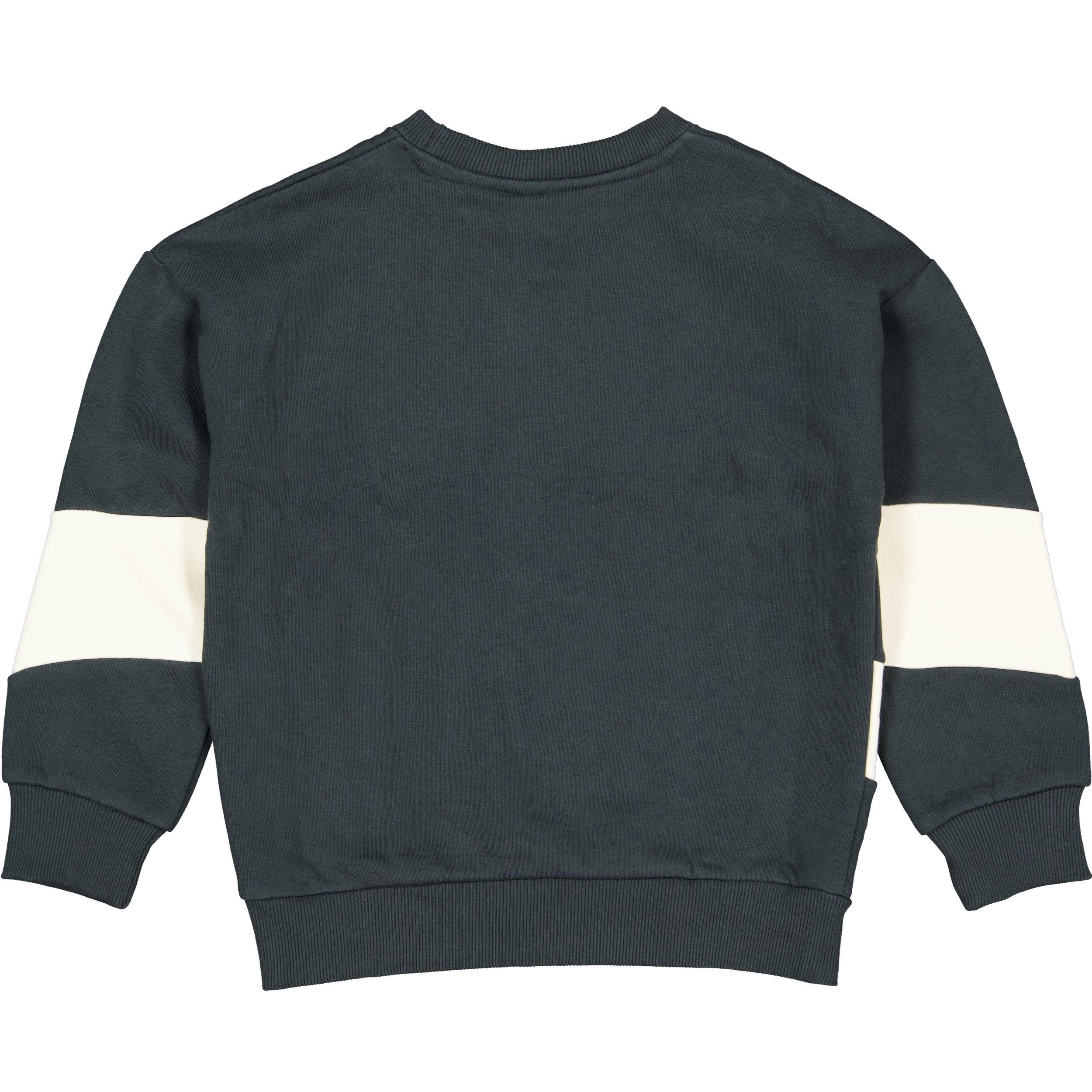 Donker antraciet sweater met kleurvlakken | Night Blue