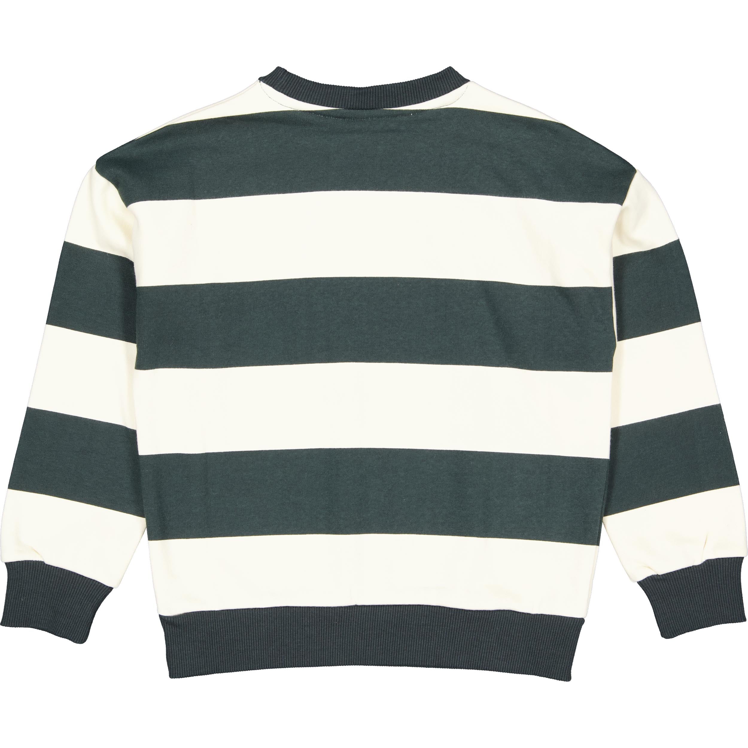 Donkergroen met ecru gestreepte sweater | AOP Black Stripe