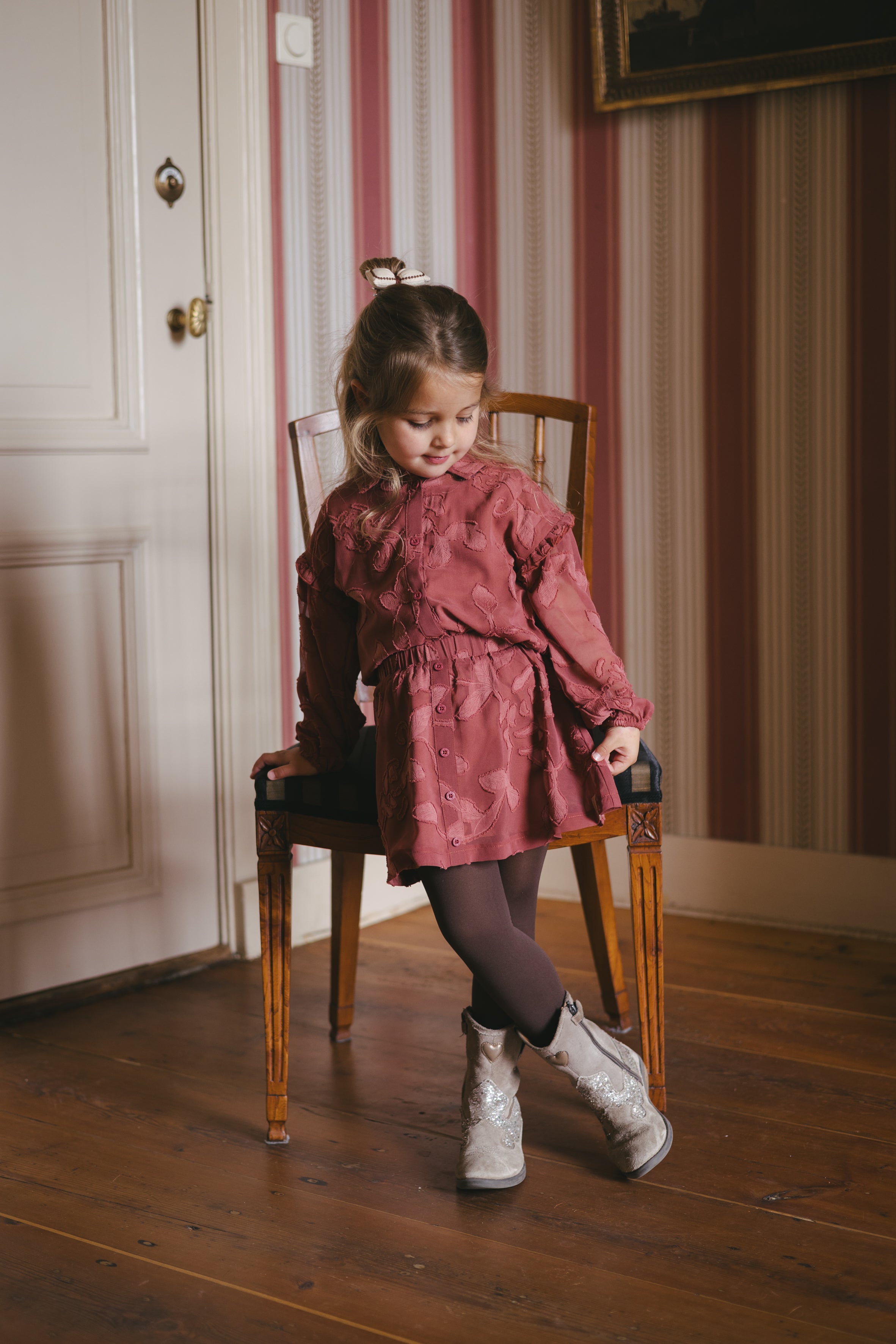 Terracotta rok met all-over print | Red Pink
