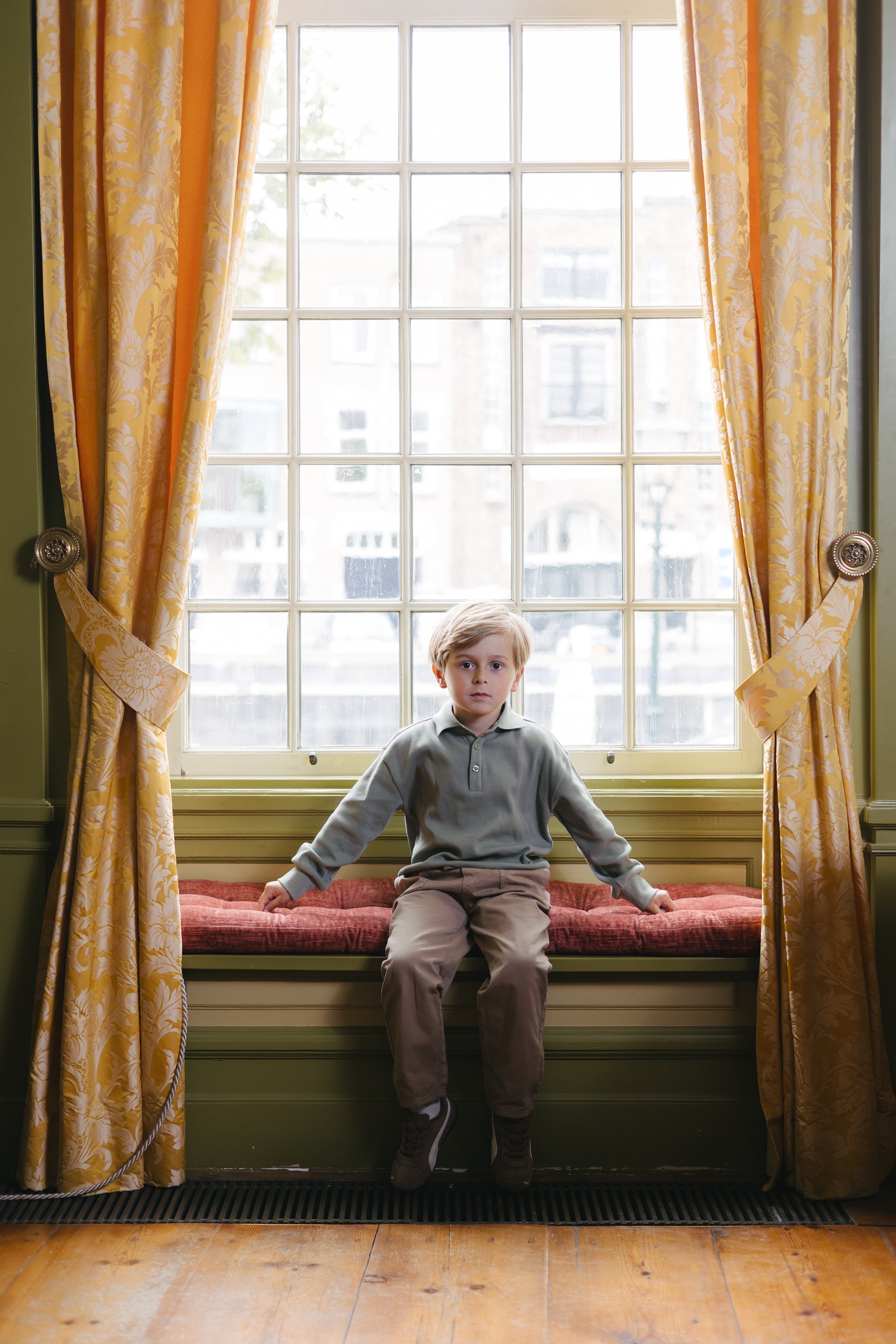 Saliegroene sweater met polokraag | Cedar Green