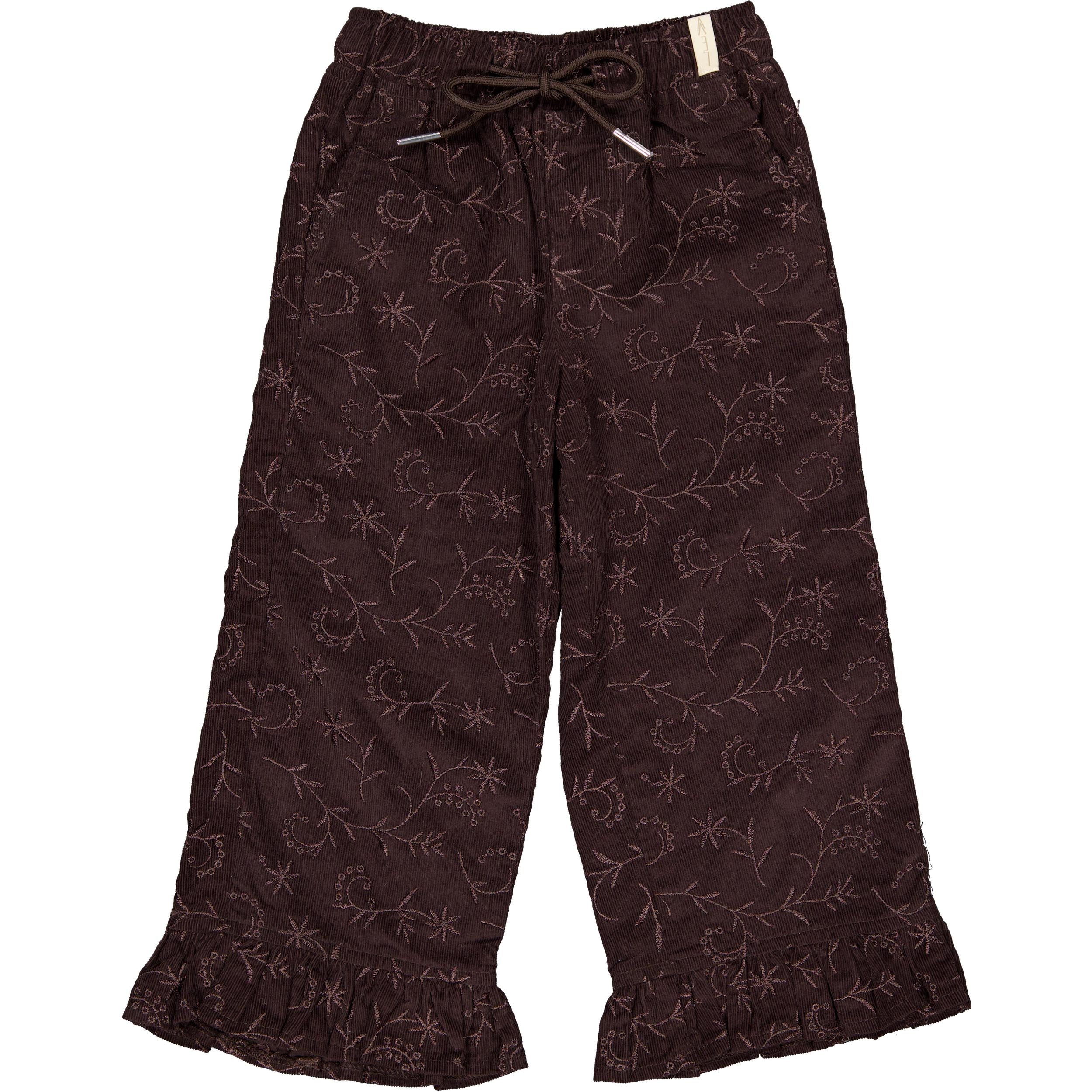 Donkerbruine broek met all-over print | Dark Taupe