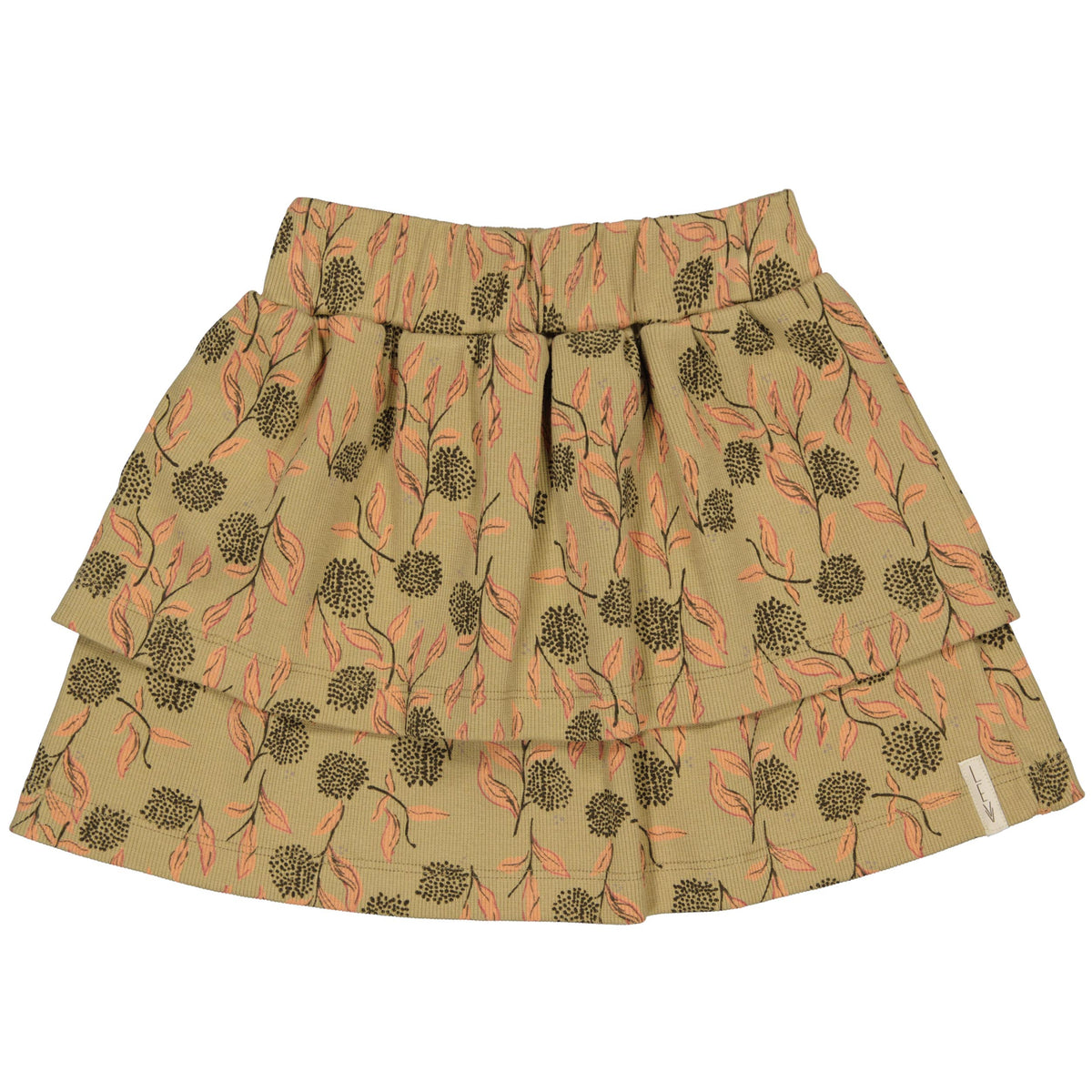 Beige rok met groene bladprint | AOP Coral Flower