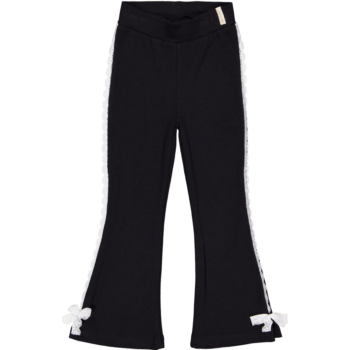 Zwarte flared broek met strikdetails | Black
