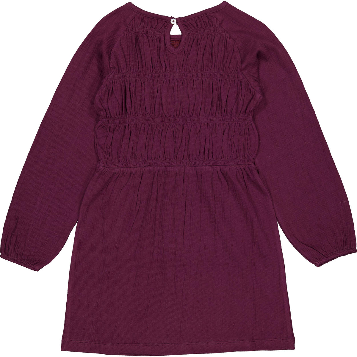 Bordeauxrode jurk met smockwerk | Dark Purple