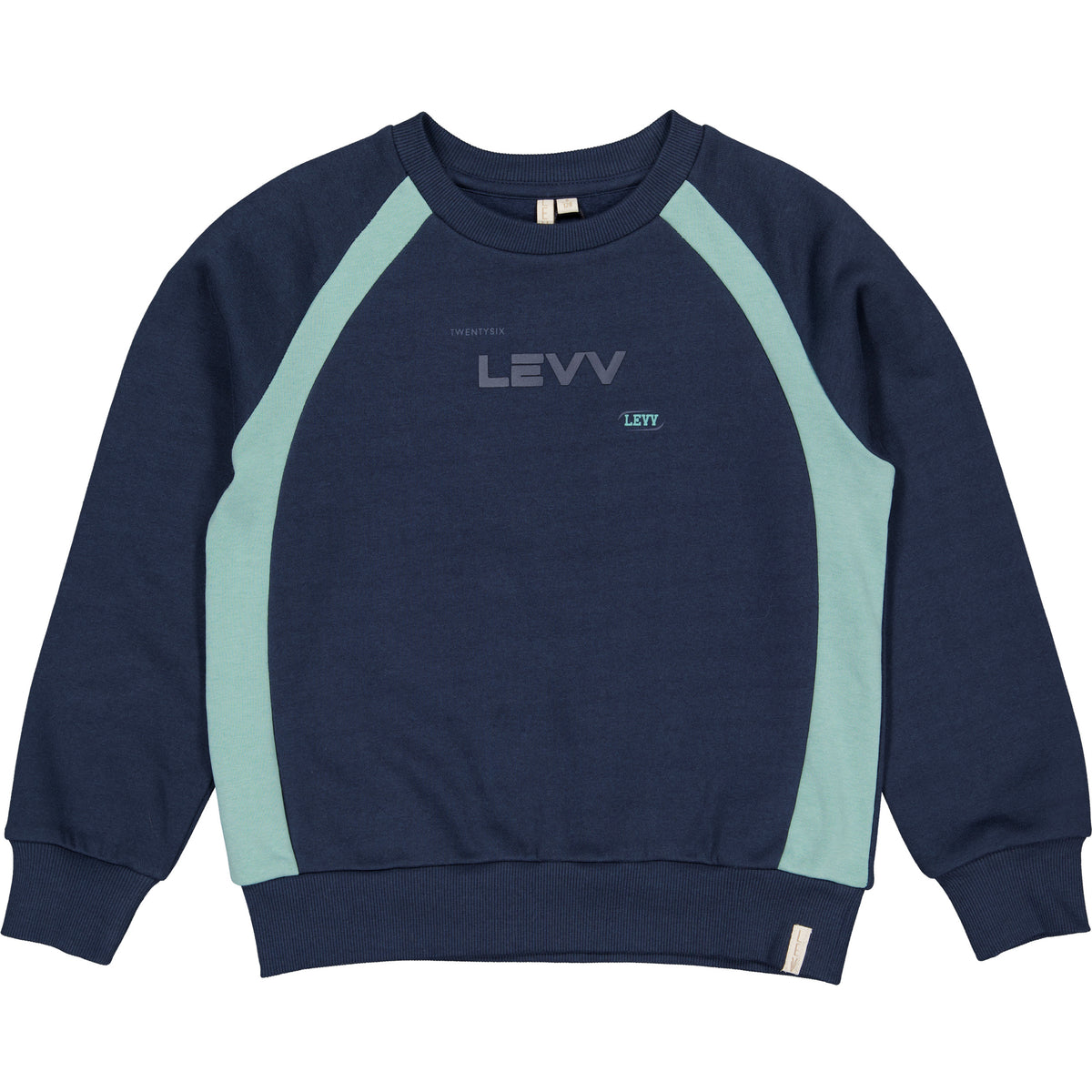 Donkerblauwe sweater met mintgroene inzetstukken | Indigo Blue