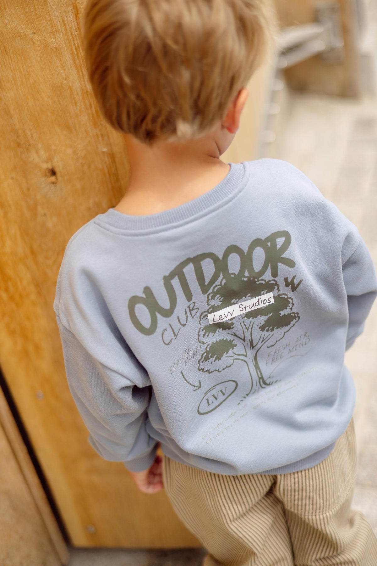 Lichtblauwe sweater met tekstprint | Vintage Blue