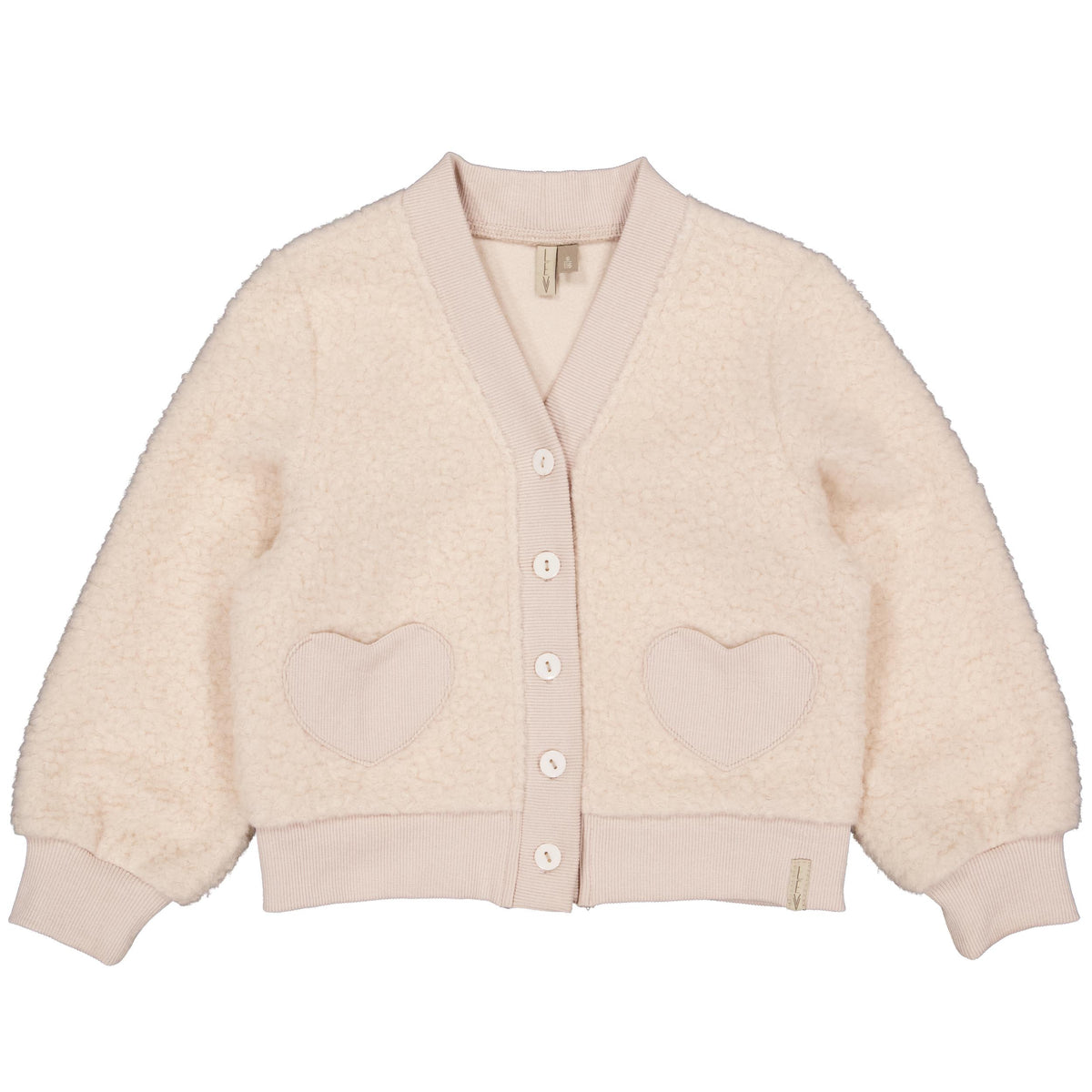 Crèmekleurig teddy vest met hartzakken | Faded Pink