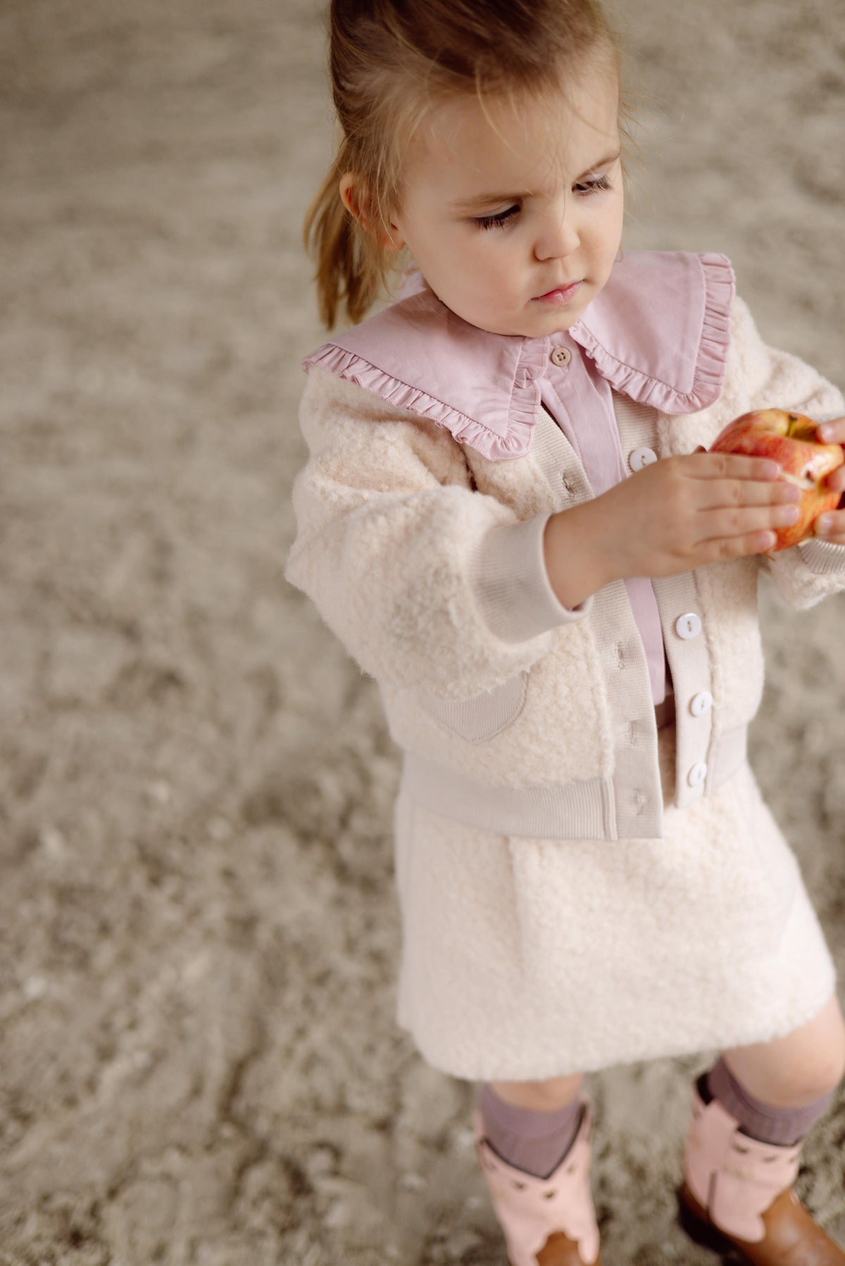 Crèmekleurige teddy rok | Faded Pink