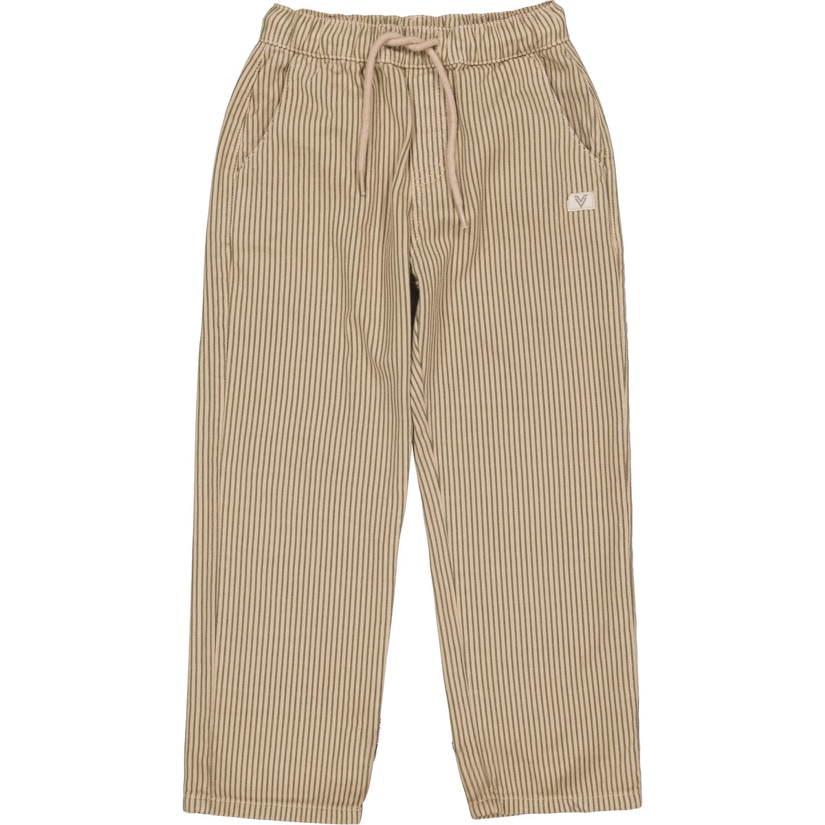 Beige gestreepte broek met koord | AOP Dark Green Stripe