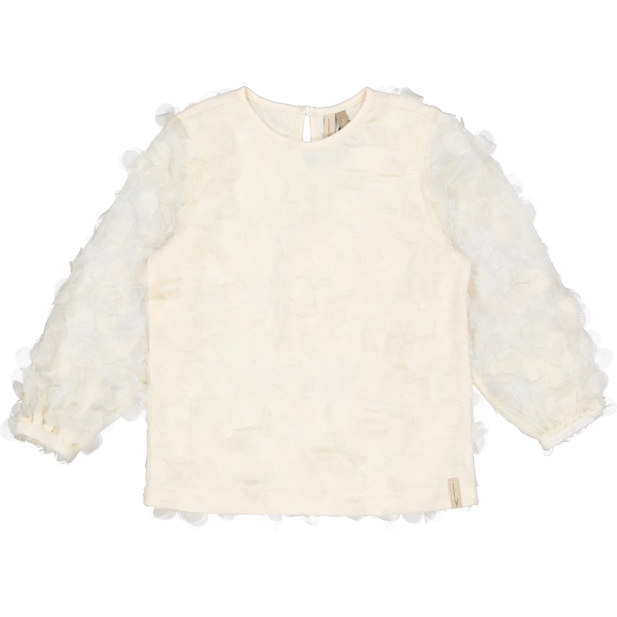 Ivoorkleurige sweater met ruchesmouwen | Cream