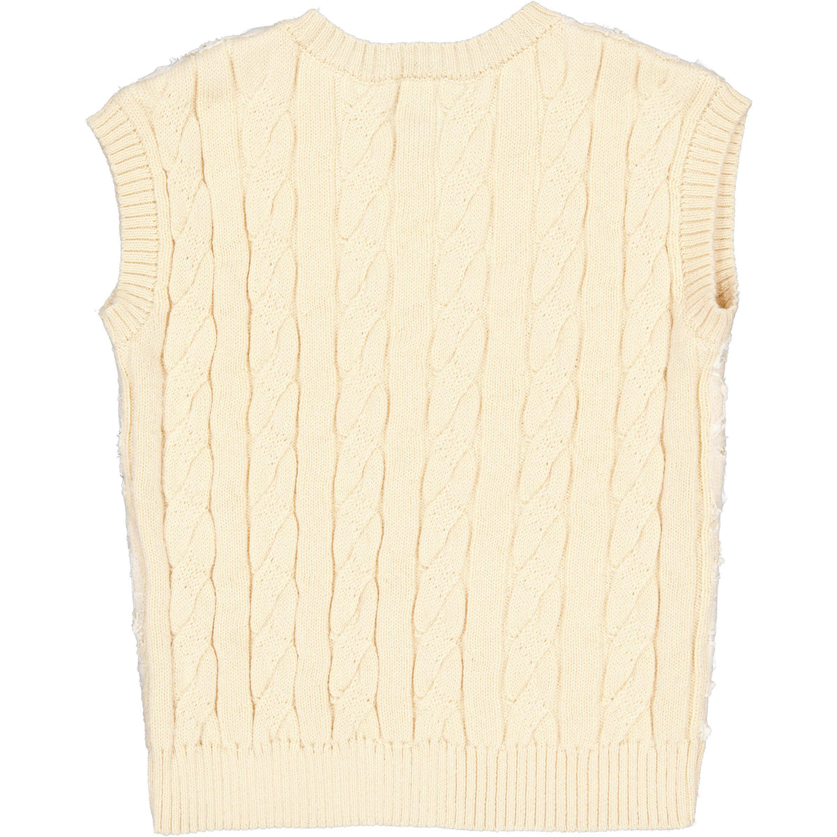 Crèmekleurige gebreide spencer met kabelpatroon | Cream