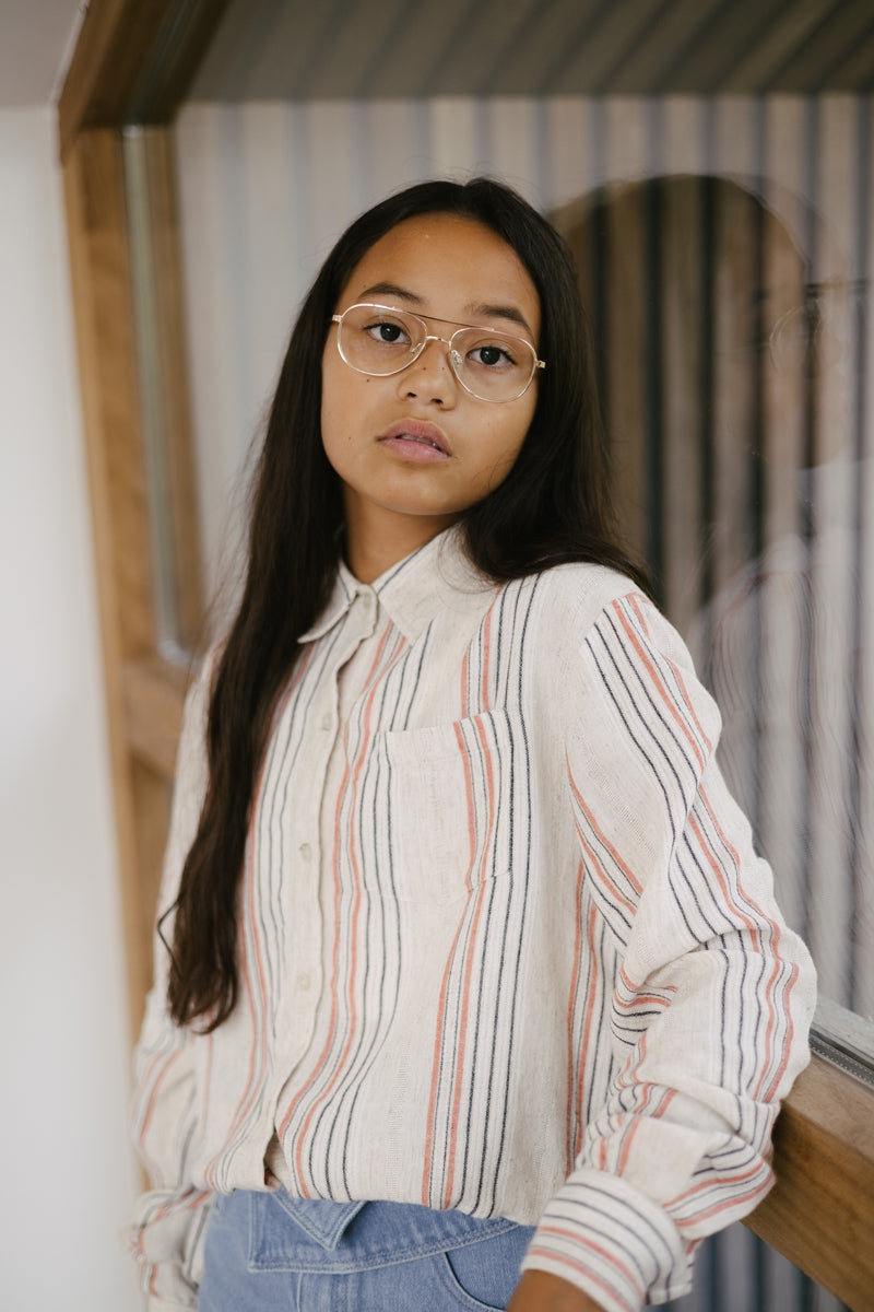 Blouse | AOP Taupe Stripe