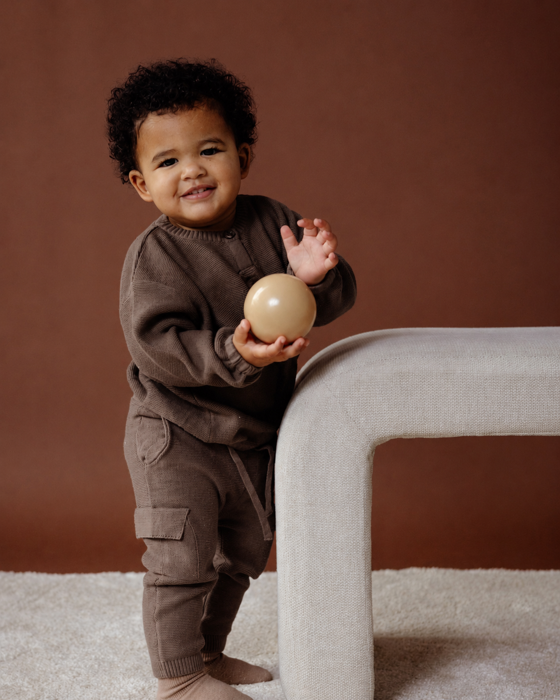 Donkerbruine sweater met borstzak | Light Brown