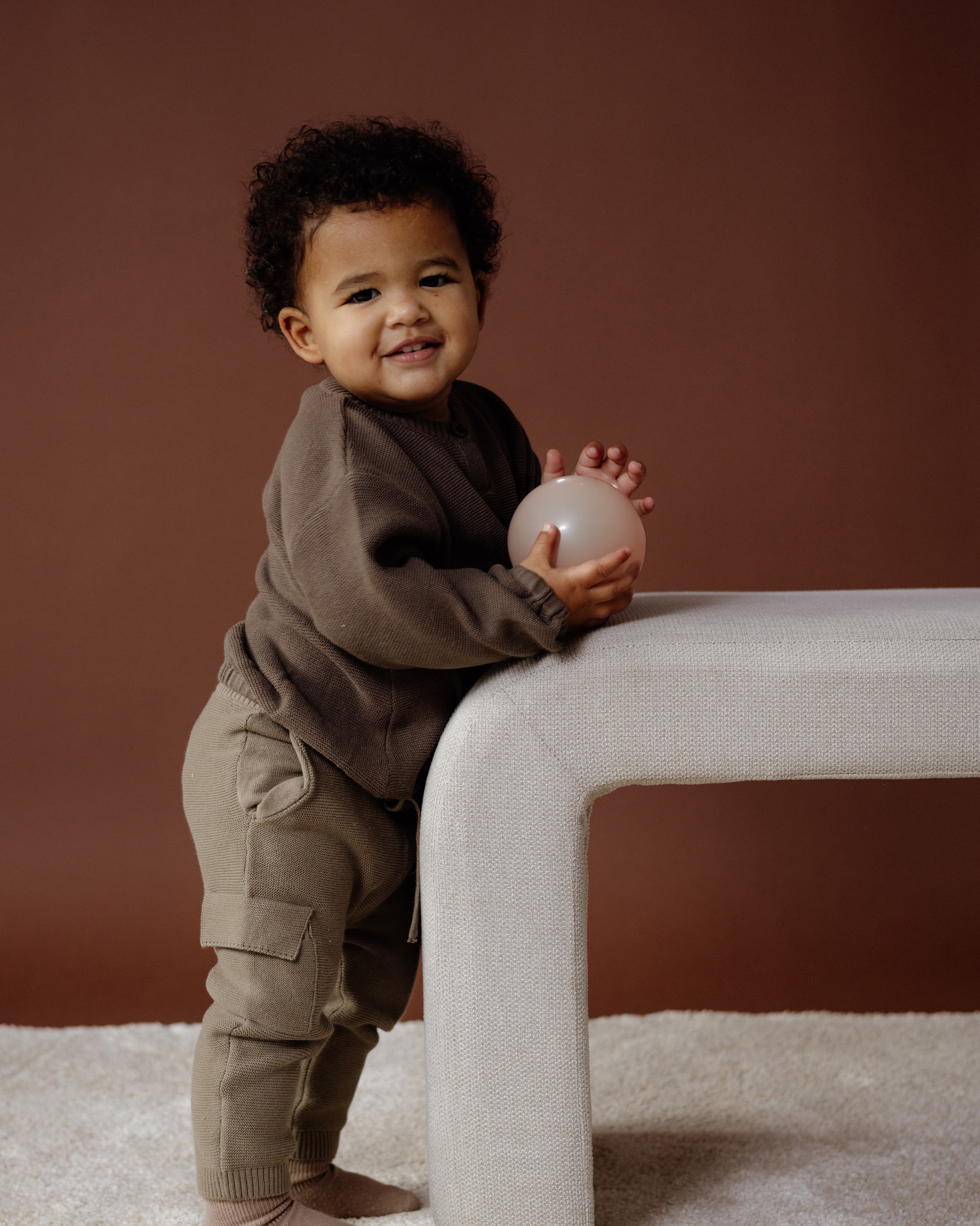 Olijfgroene cargo broek met zakken | Light Brown