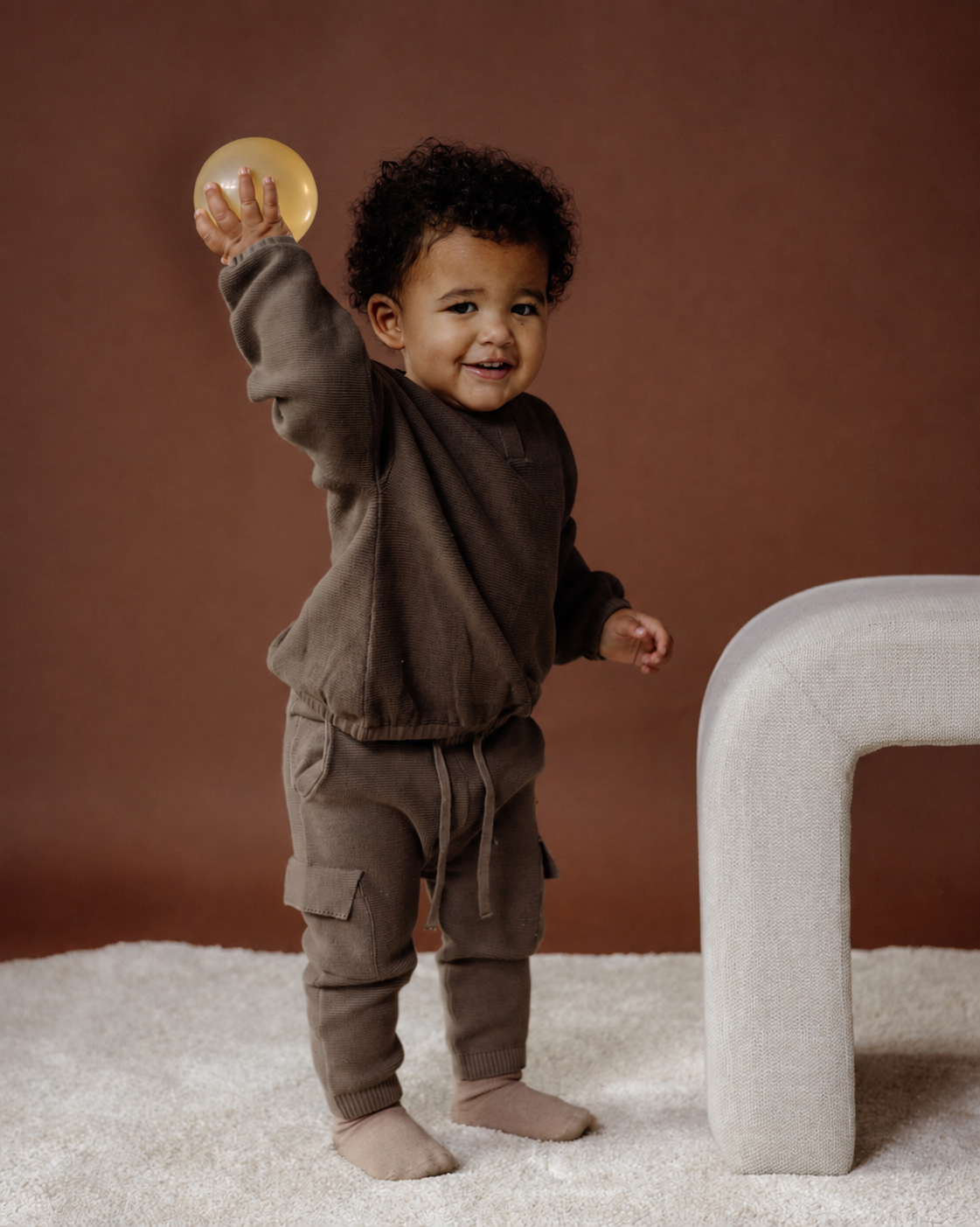 Olijfgroene cargo broek met zakken | Light Brown