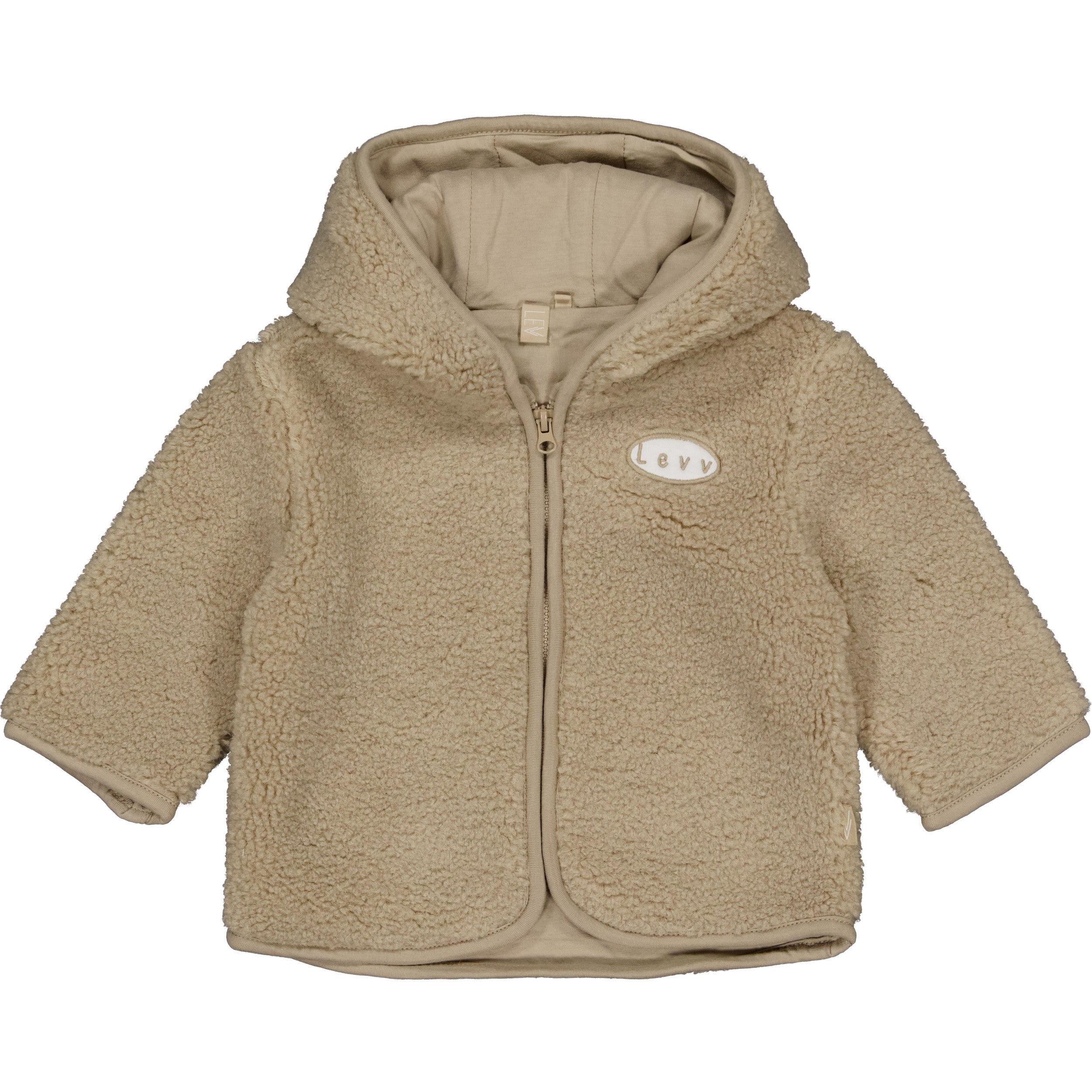 Beige teddy jas met capuchon | Beige