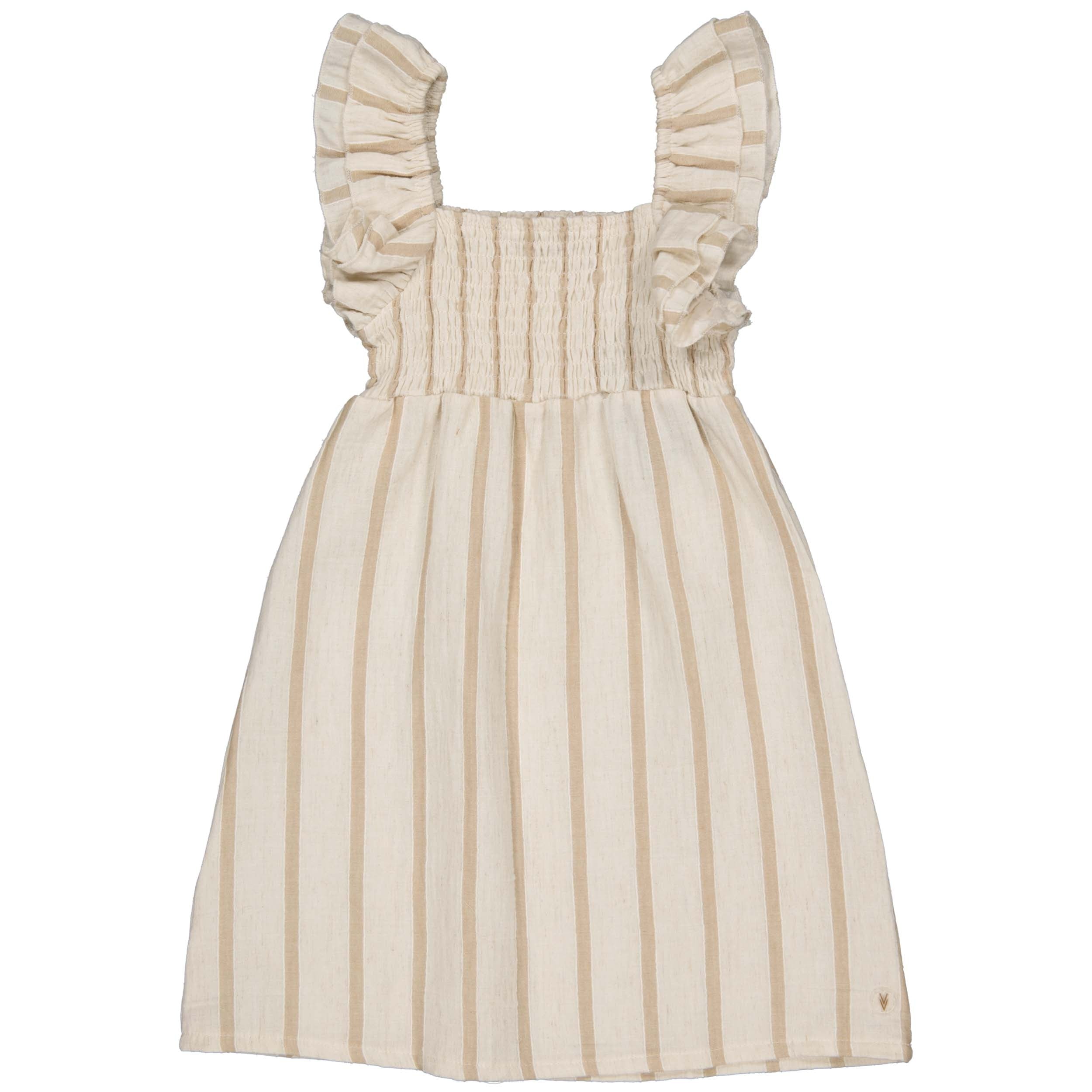 Dress Beige | AOP Taupe Stripe