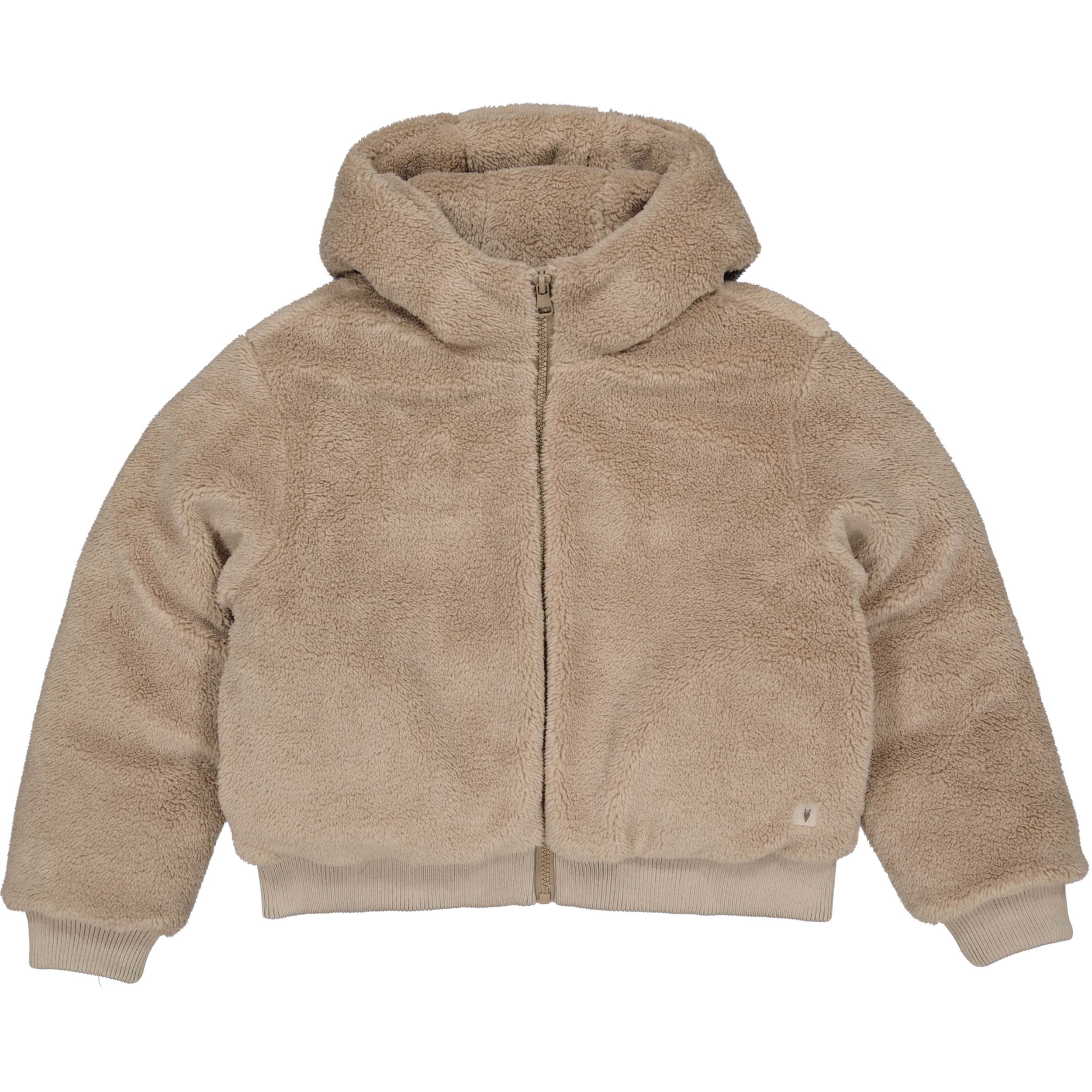 Beige teddy jas met capuchon | Dark Sand