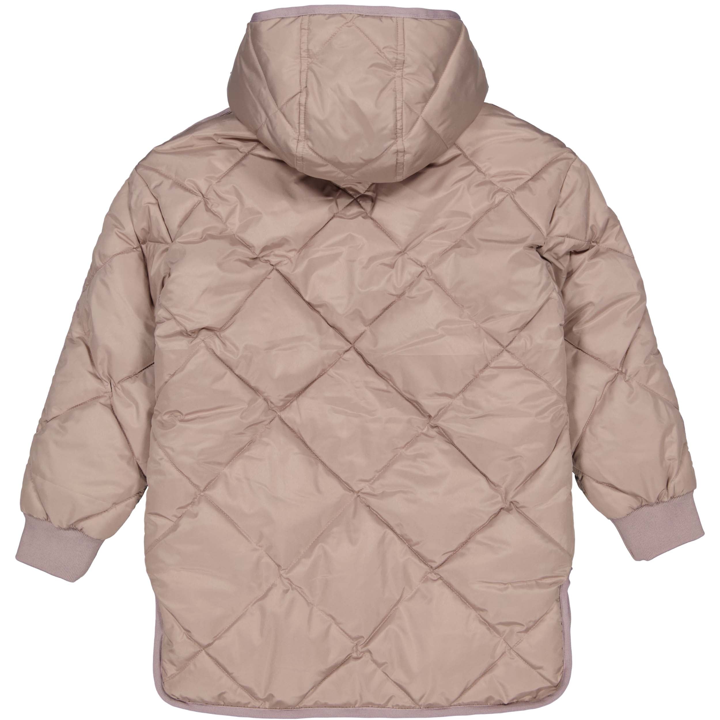 Oudroze doorgestikte jas met capuchon | Light Mauve
