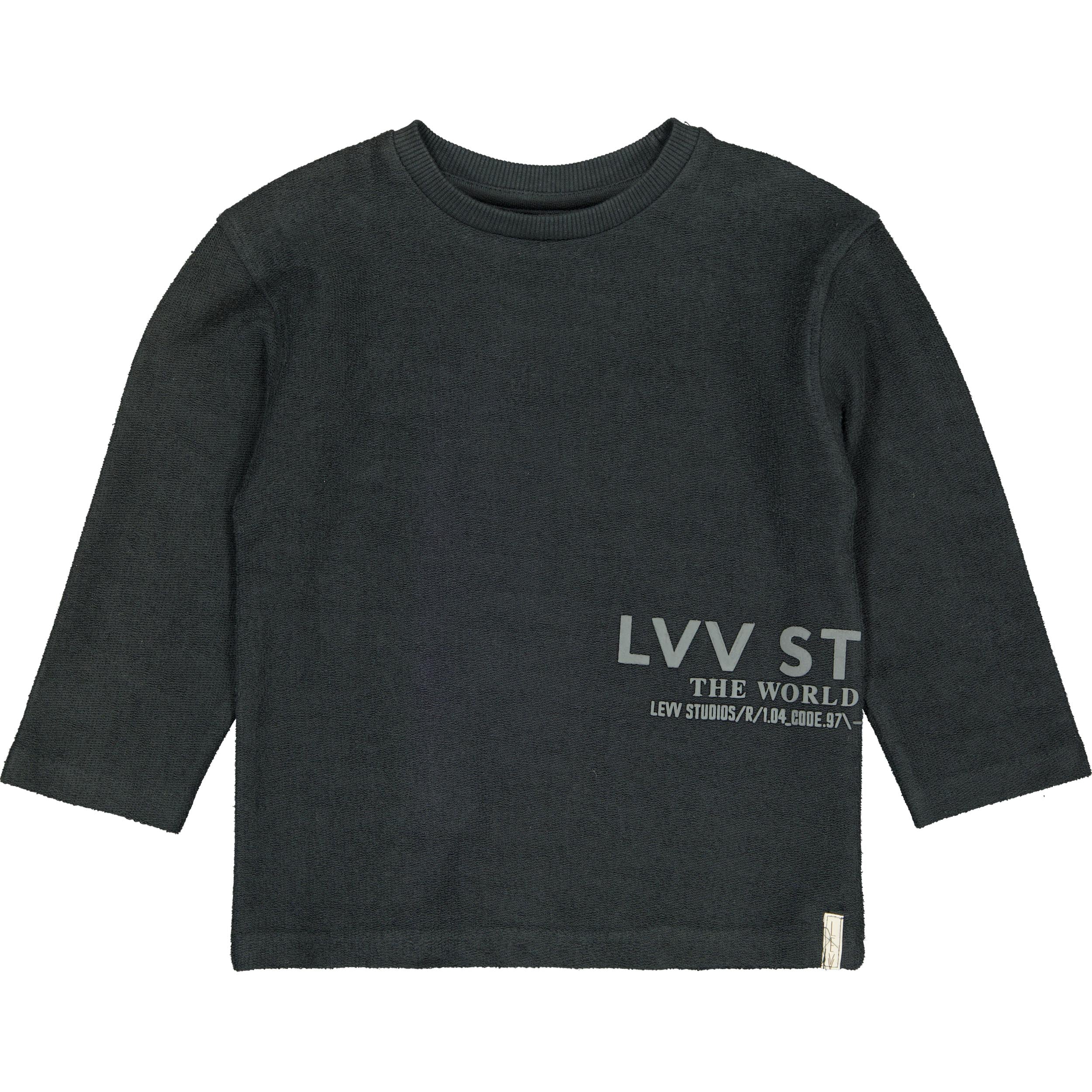 Donker antraciet longsleeve met tekstprint | Night Blue