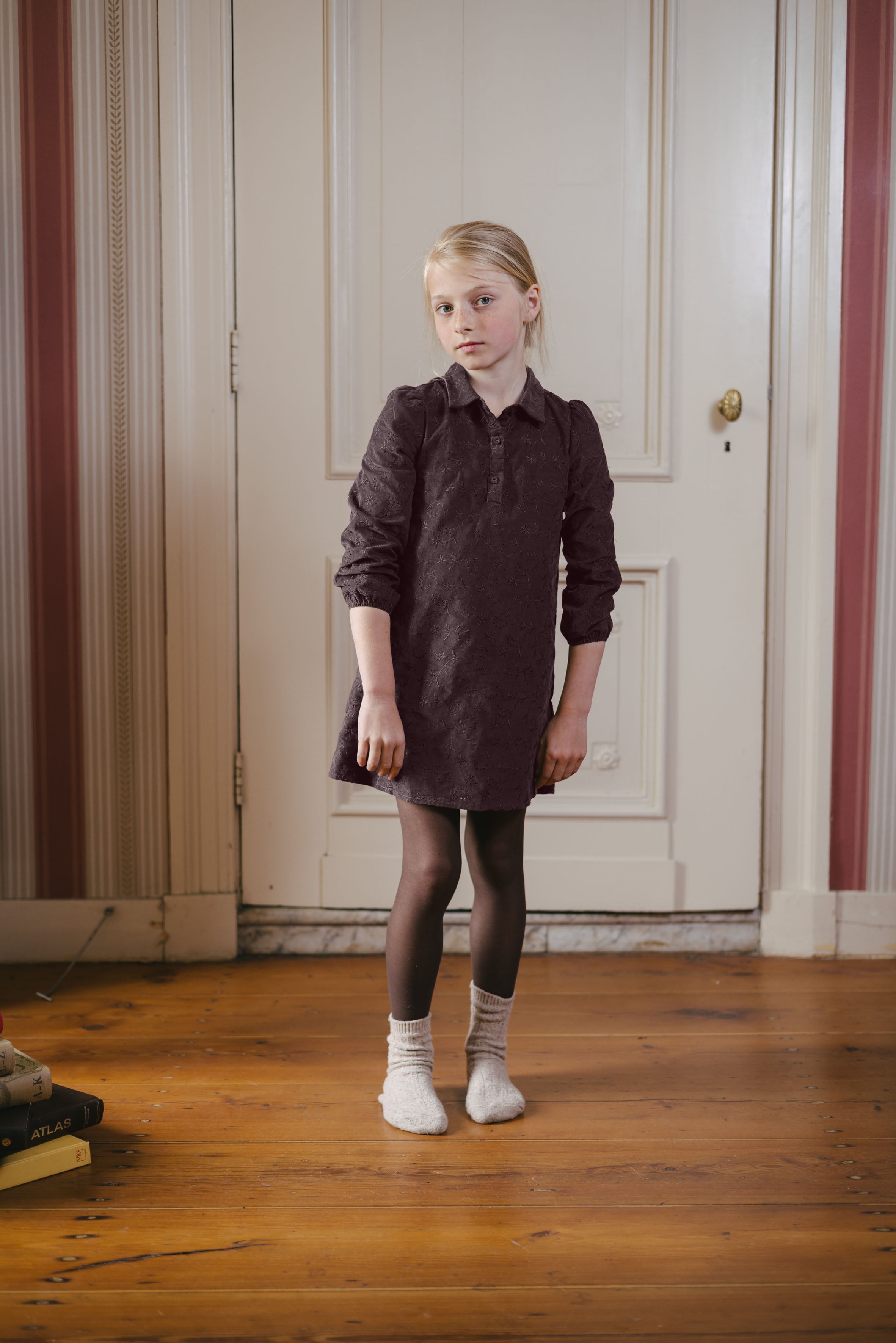 Donkerbruine blouse met all-over print | Dark Taupe