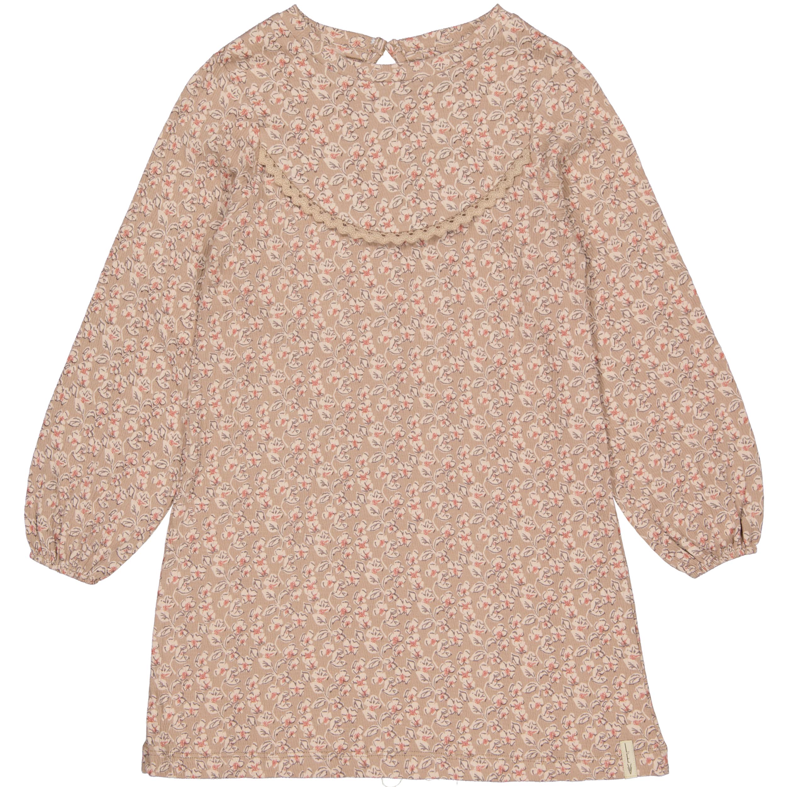 Lichtbeige jurk met all-over print | AOP Taupe Flower
