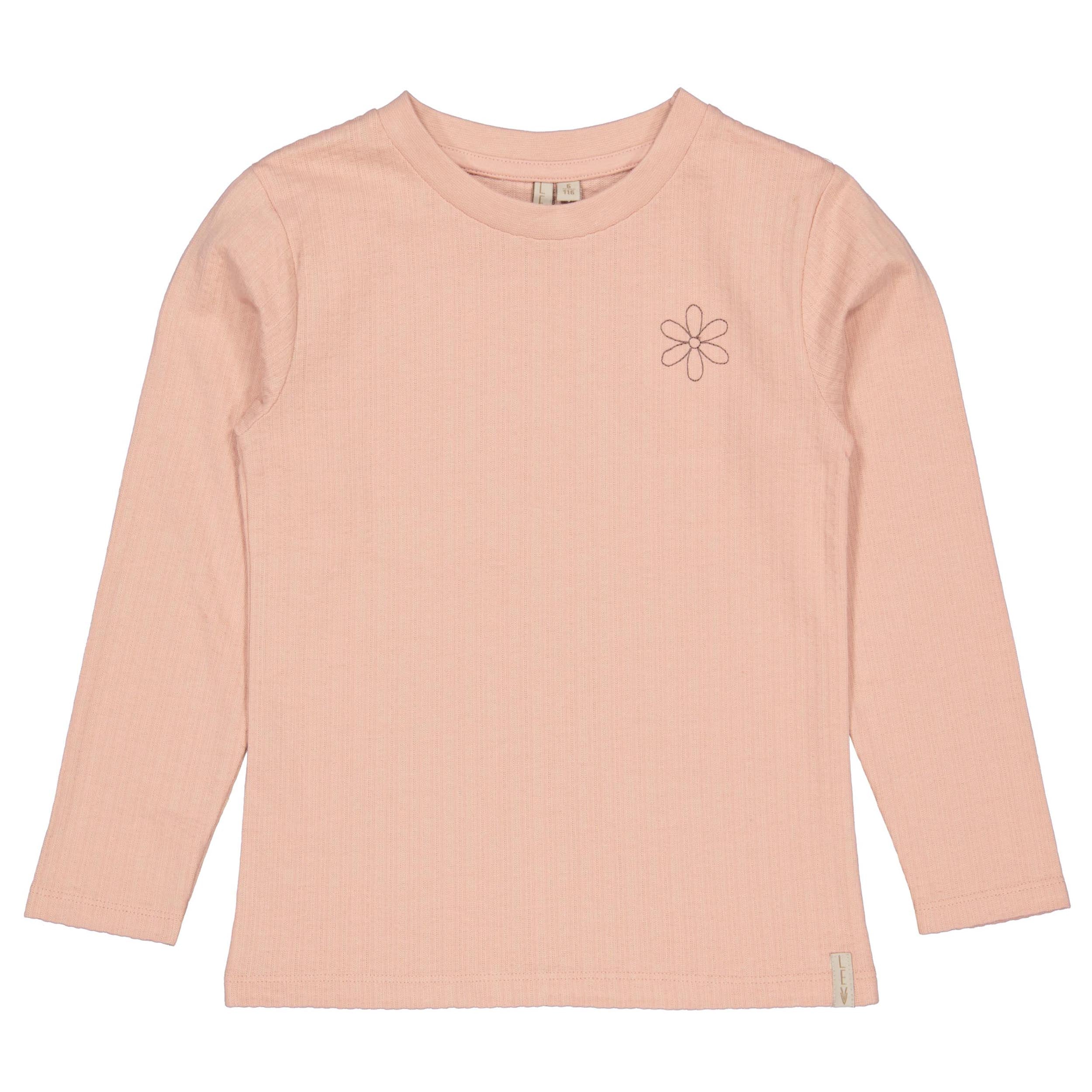 Zachtroze longsleeve met borstprint | Powder Pink