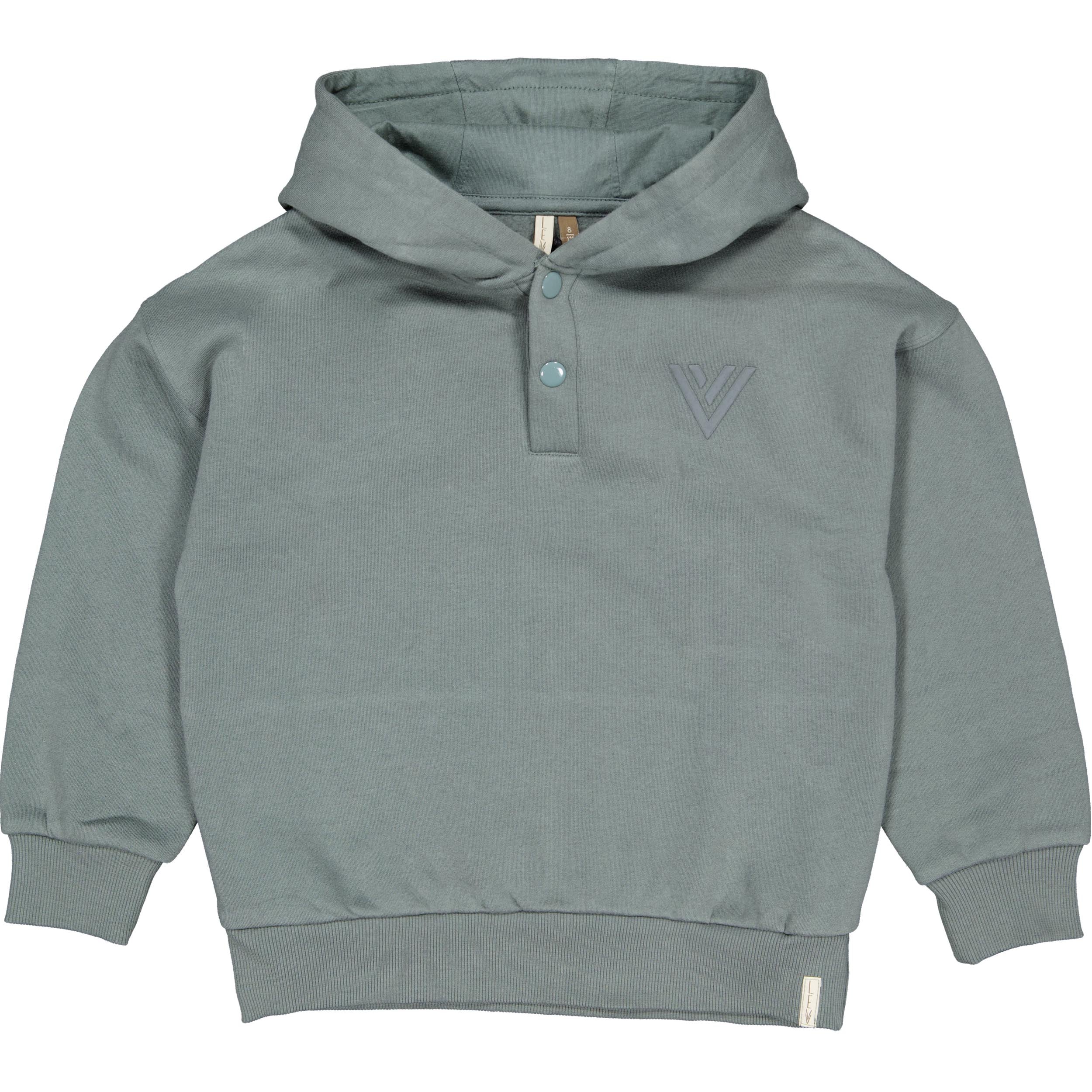 Grijsgroene hoodie met knoopsluiting | Light Petrol