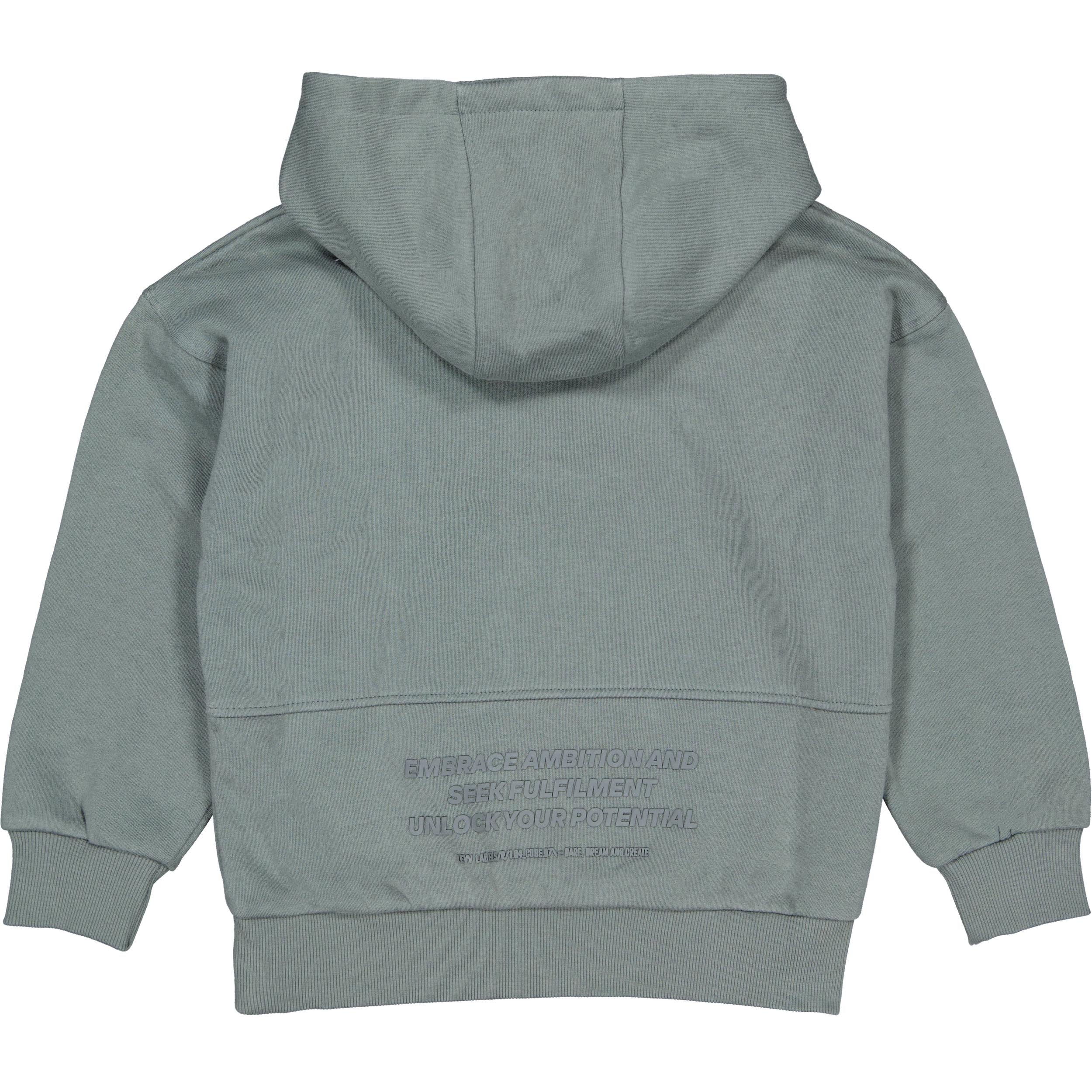 Grijsgroene hoodie met knoopsluiting | Light Petrol