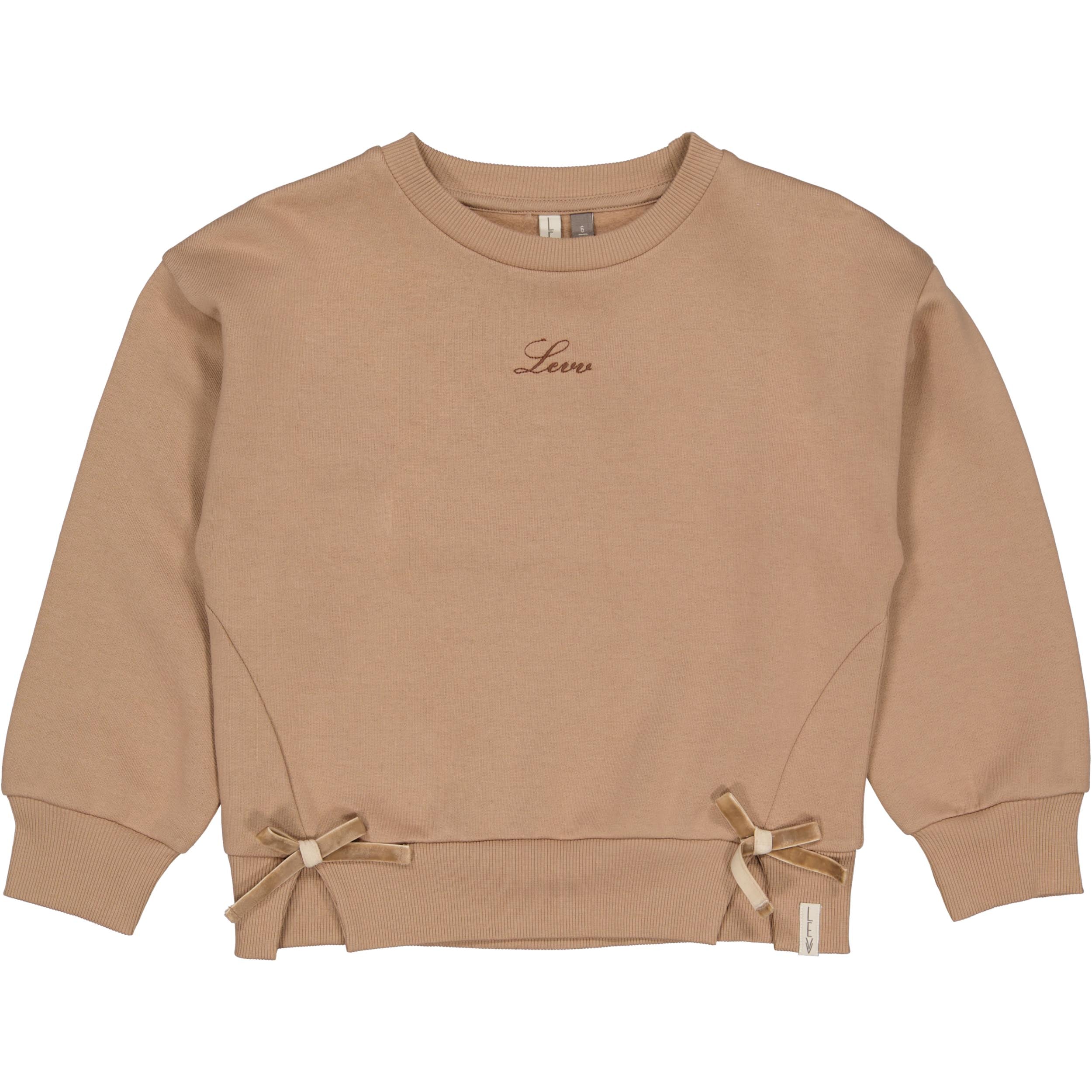 Camelkleurige sweater met strikdetails | Light Taupe