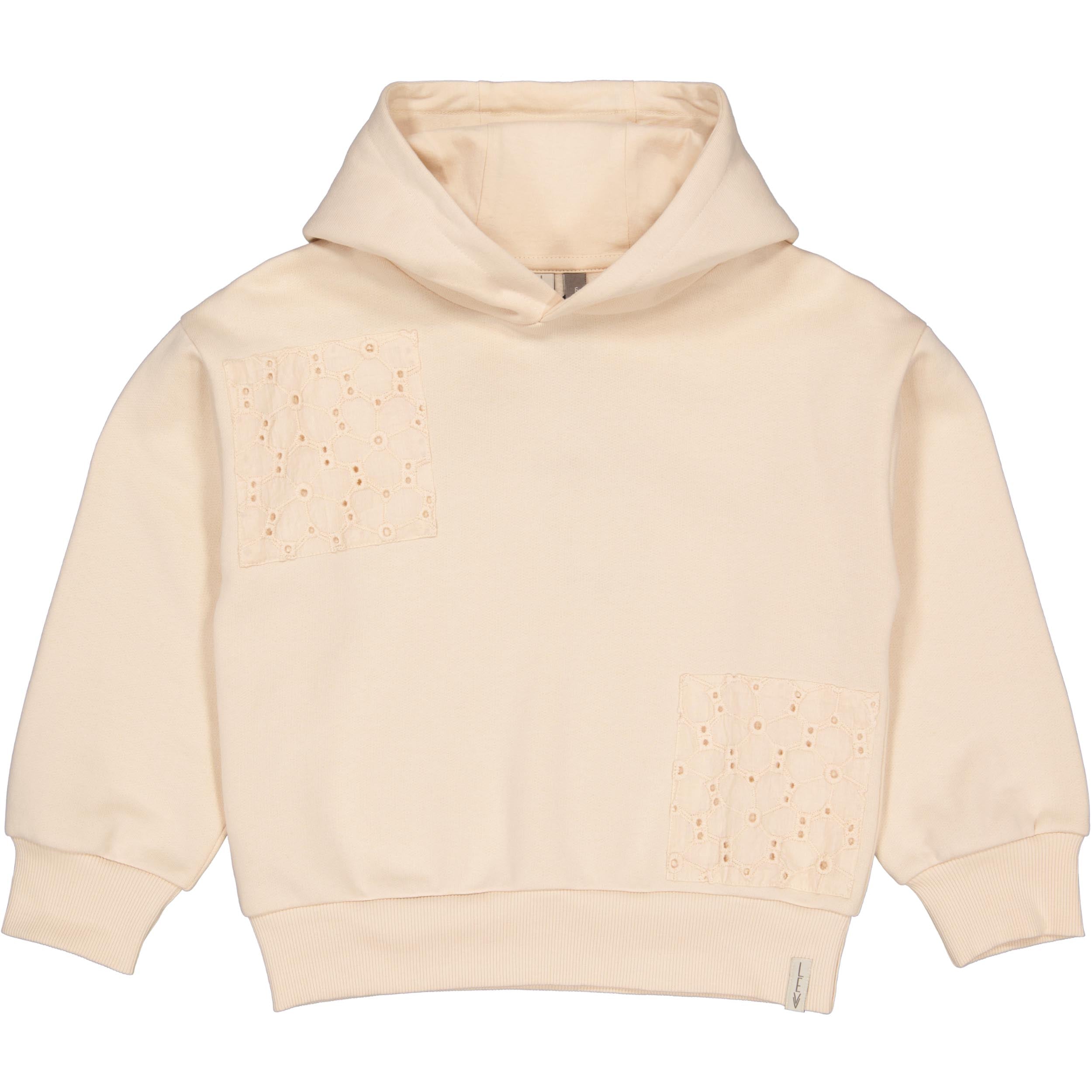 Ecru hoodie met subtiel dessign | Almond