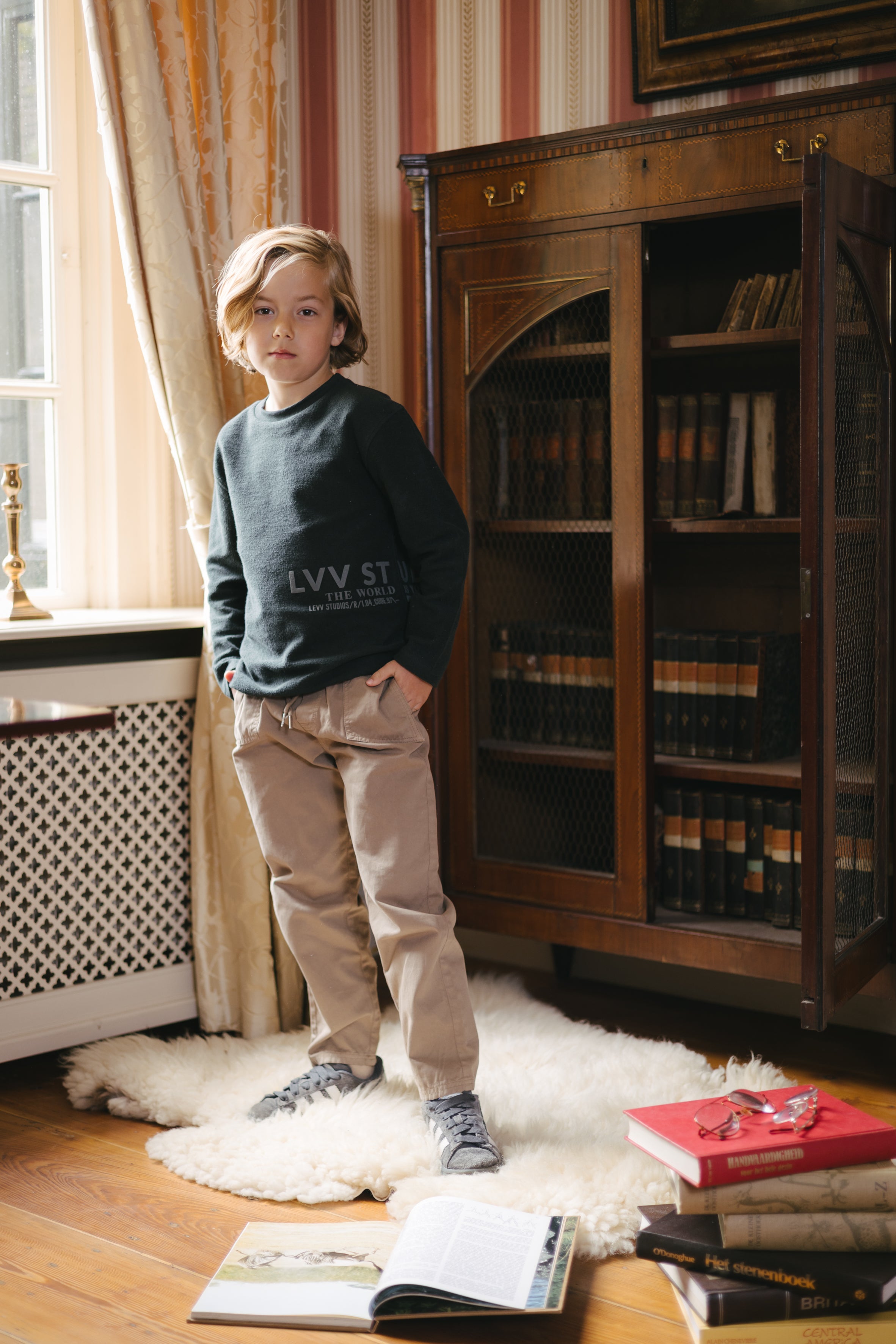 Camelkleurige broek met trekkoord | Dark Sand