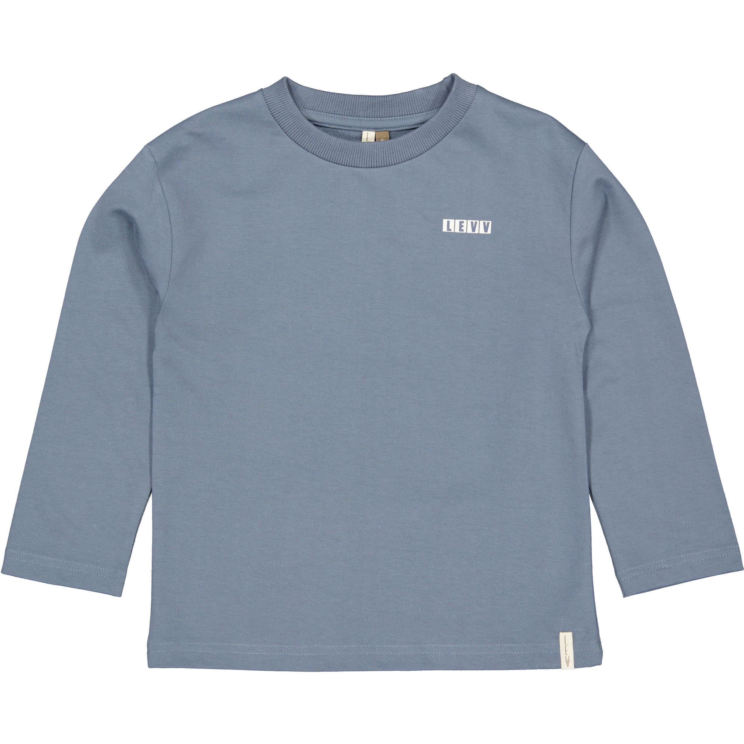 Blauwgrijze longsleeve met rugprint | Mid Blue