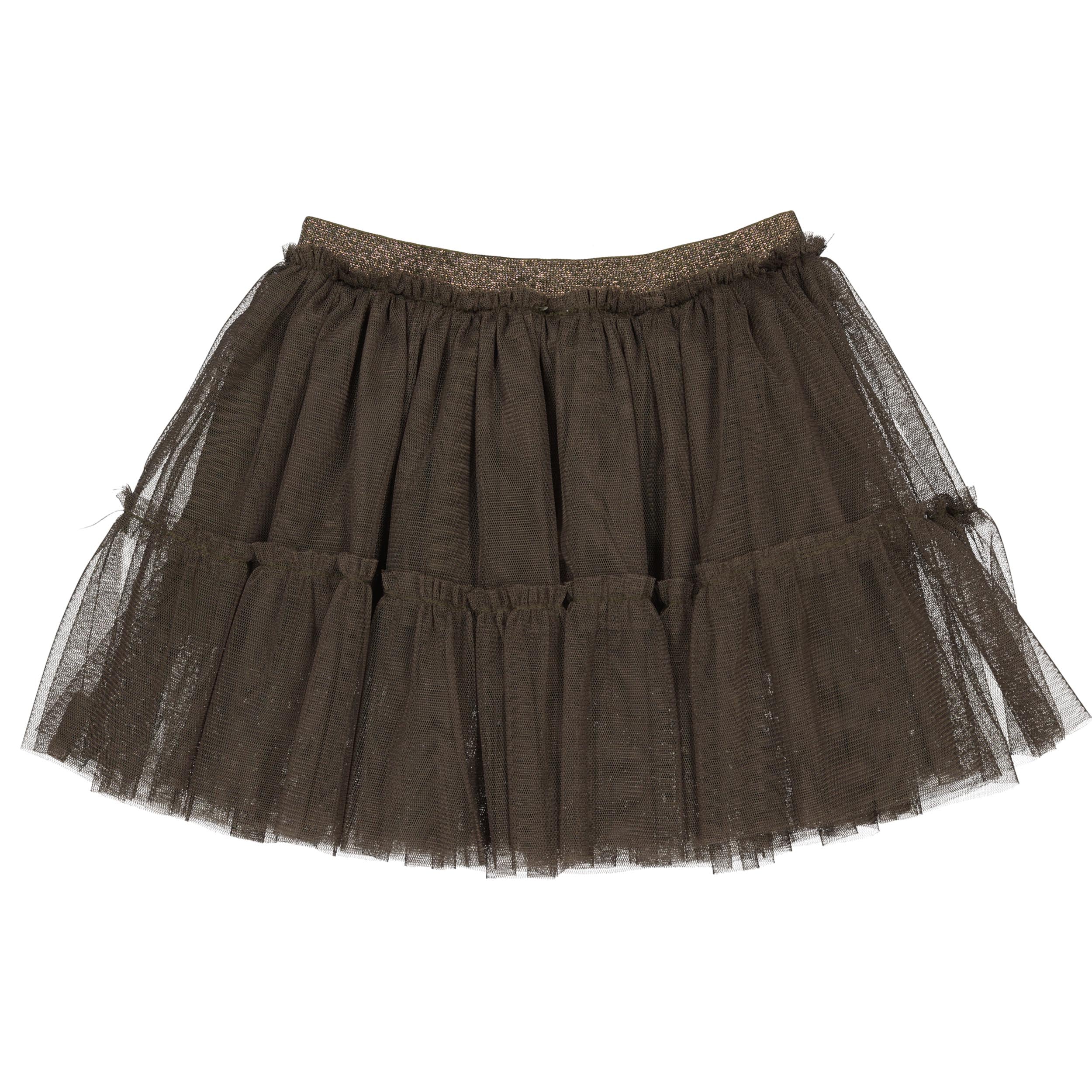 Donkerbruine tule rok met lagen | Dark Olive
