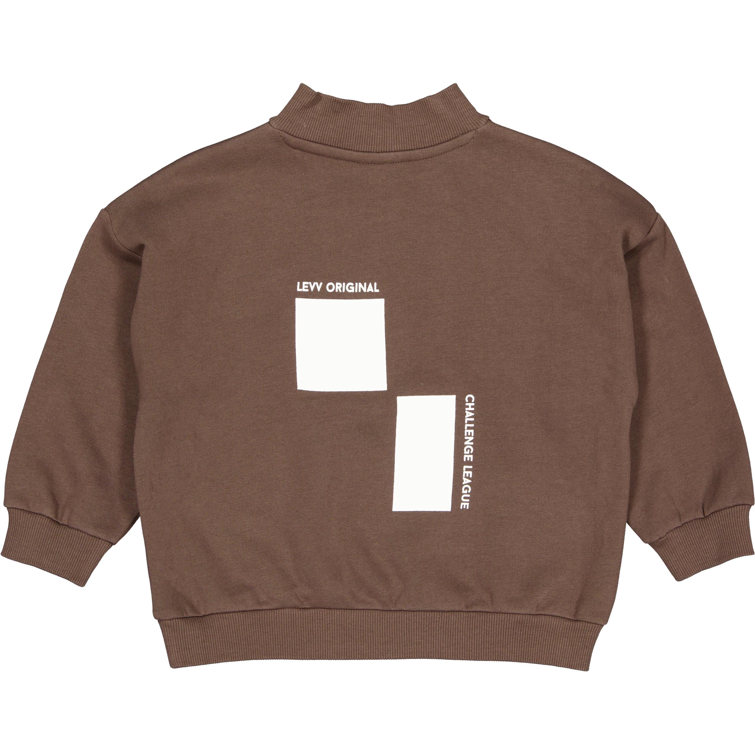 Bruine sweater met halve rits | Chocolate Brown